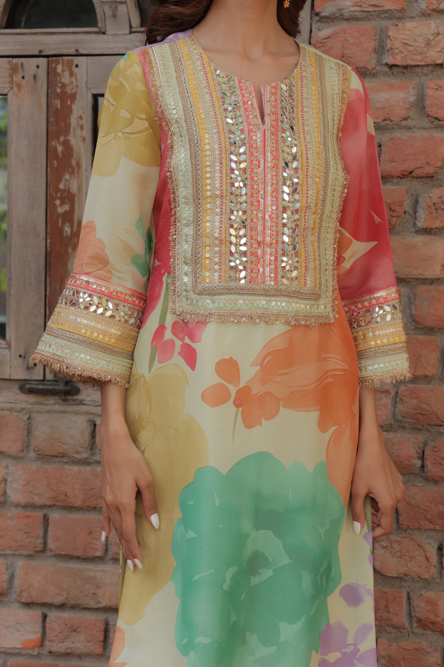 Saaz Organza Suit - Beige