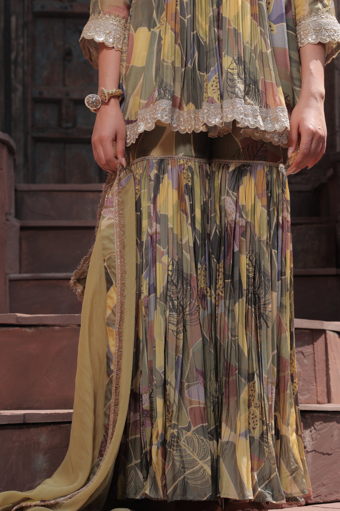 Saisha A-Line Sharara - Yellow