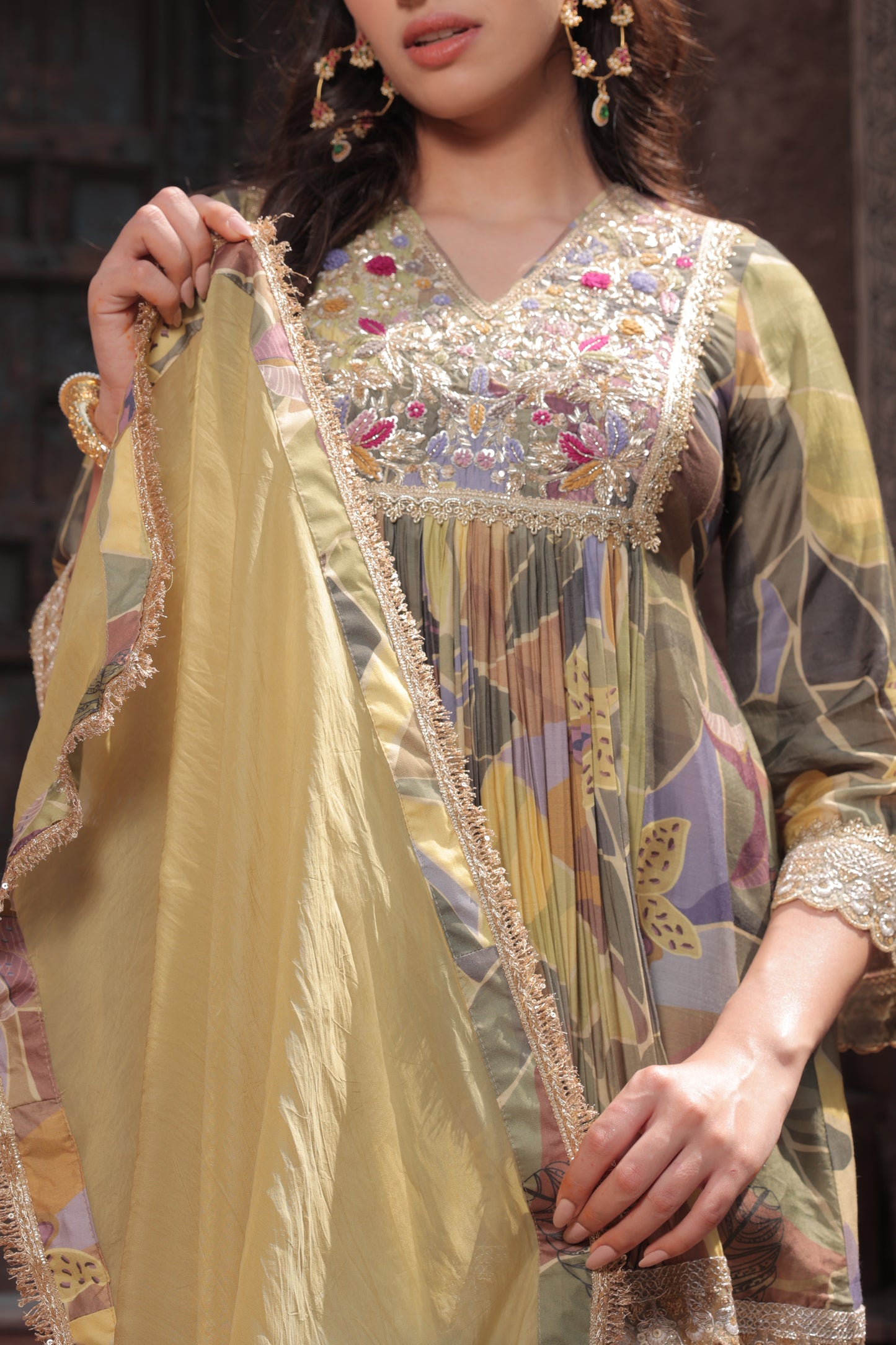 Saisha A-Line Sharara - Yellow