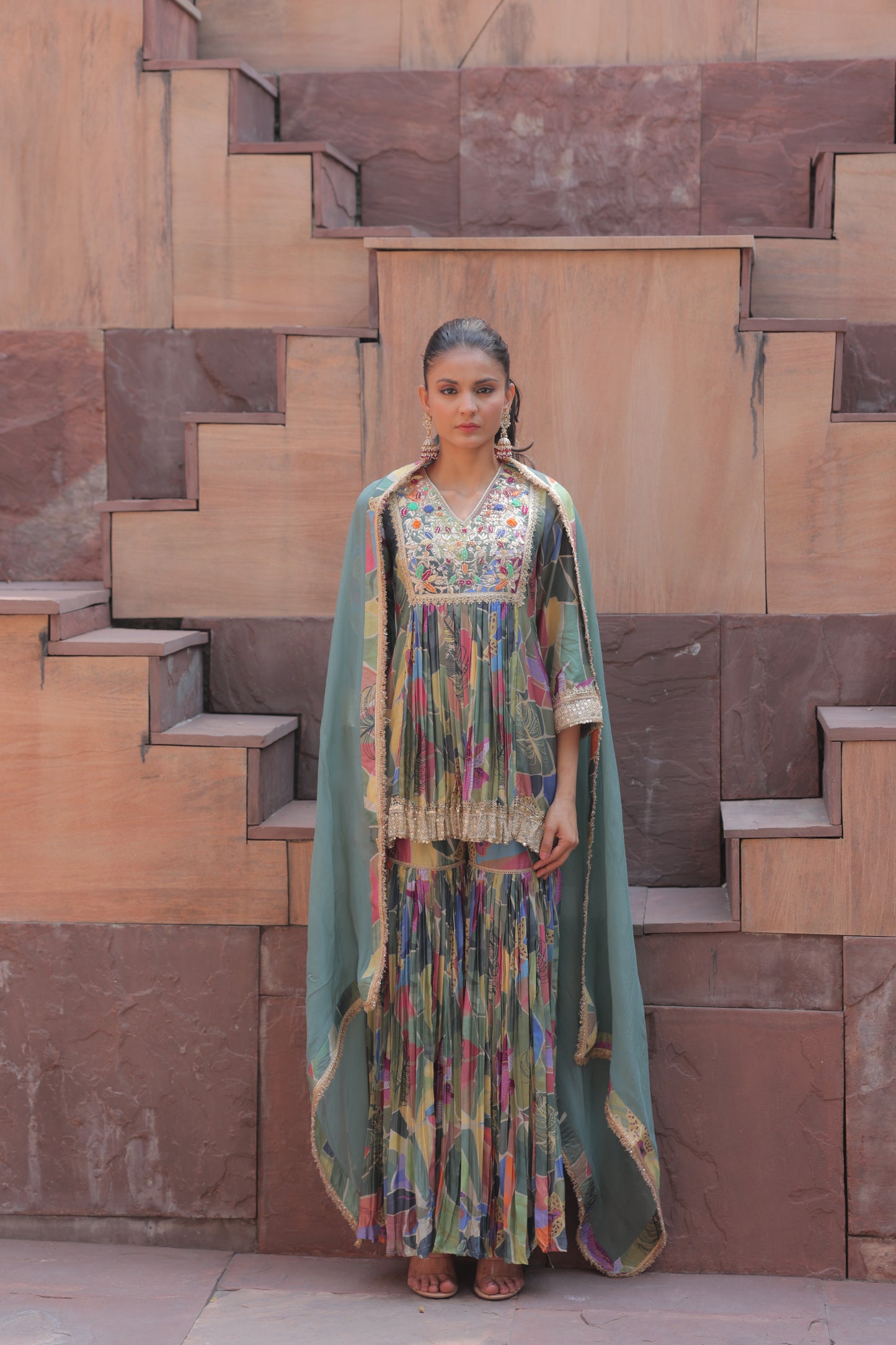 Saisha A-Line Sharara - Blue