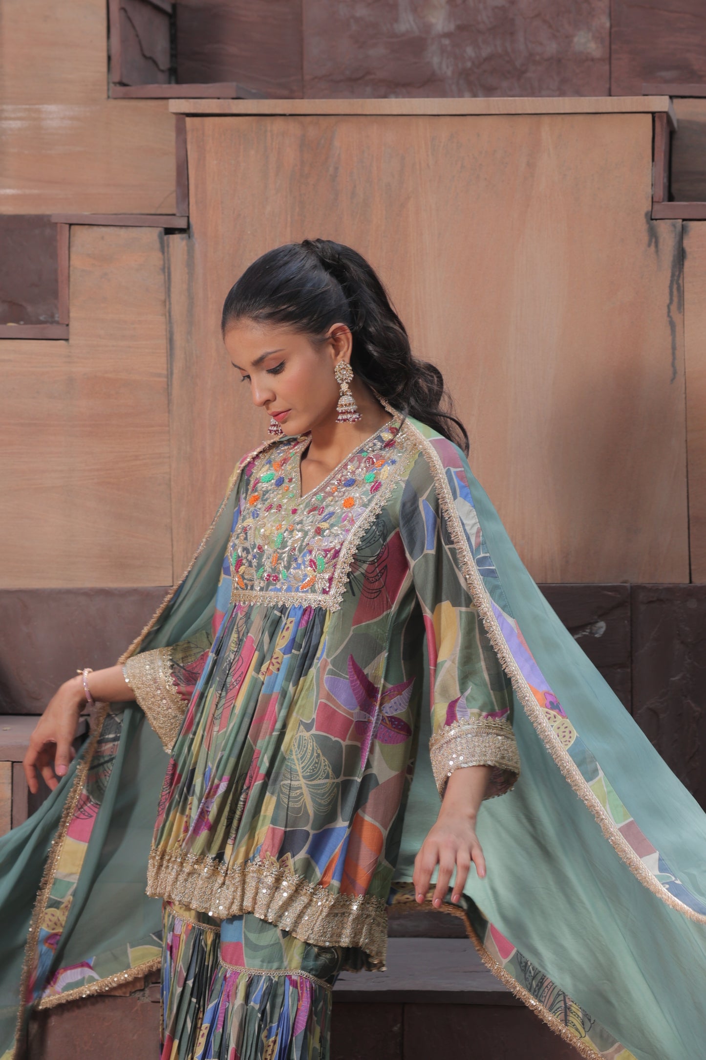 Saisha A-Line Sharara - Blue