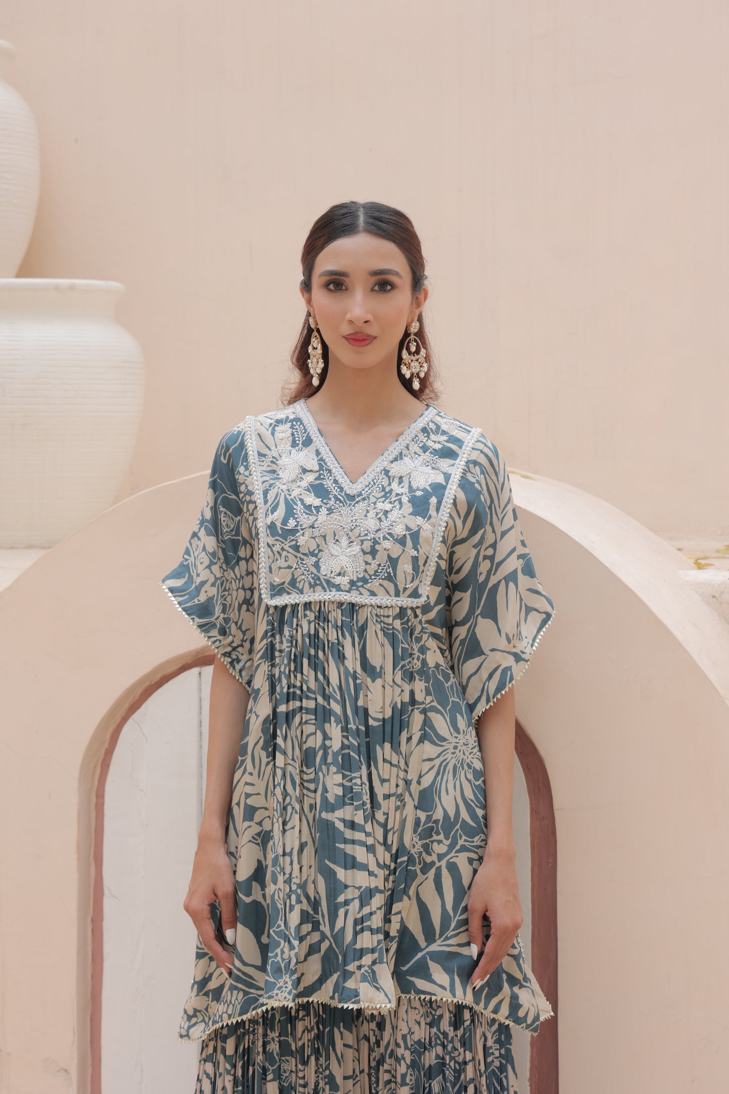 Aaina Kaftan Sharara - Blue