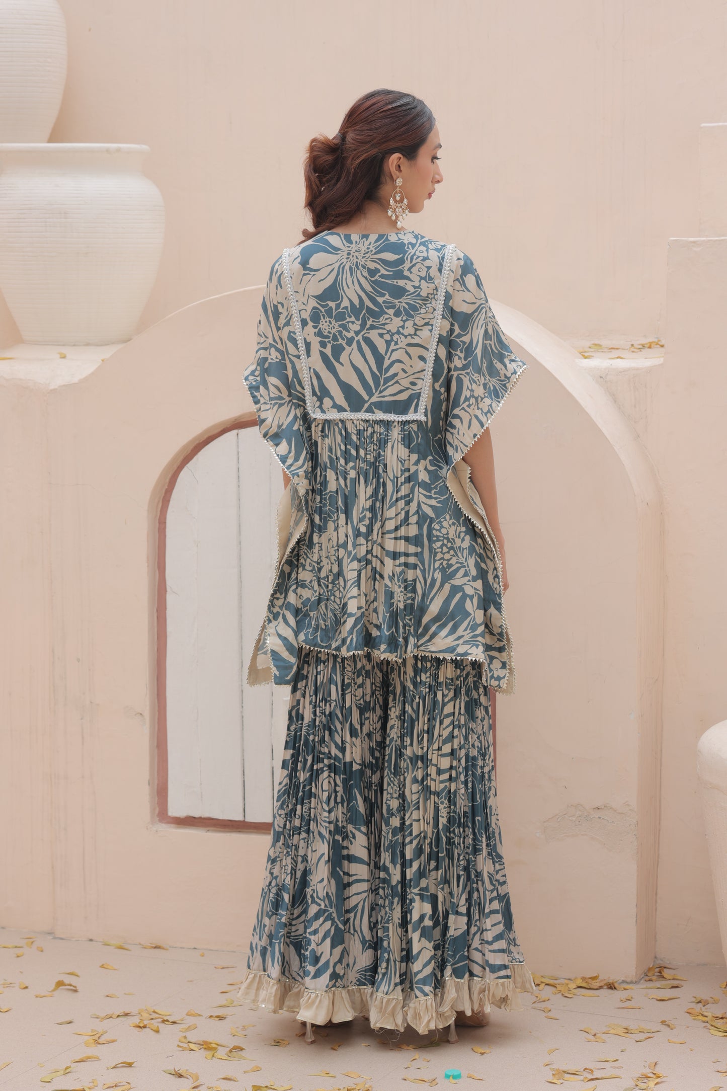 Aaina Kaftan Sharara - Blue