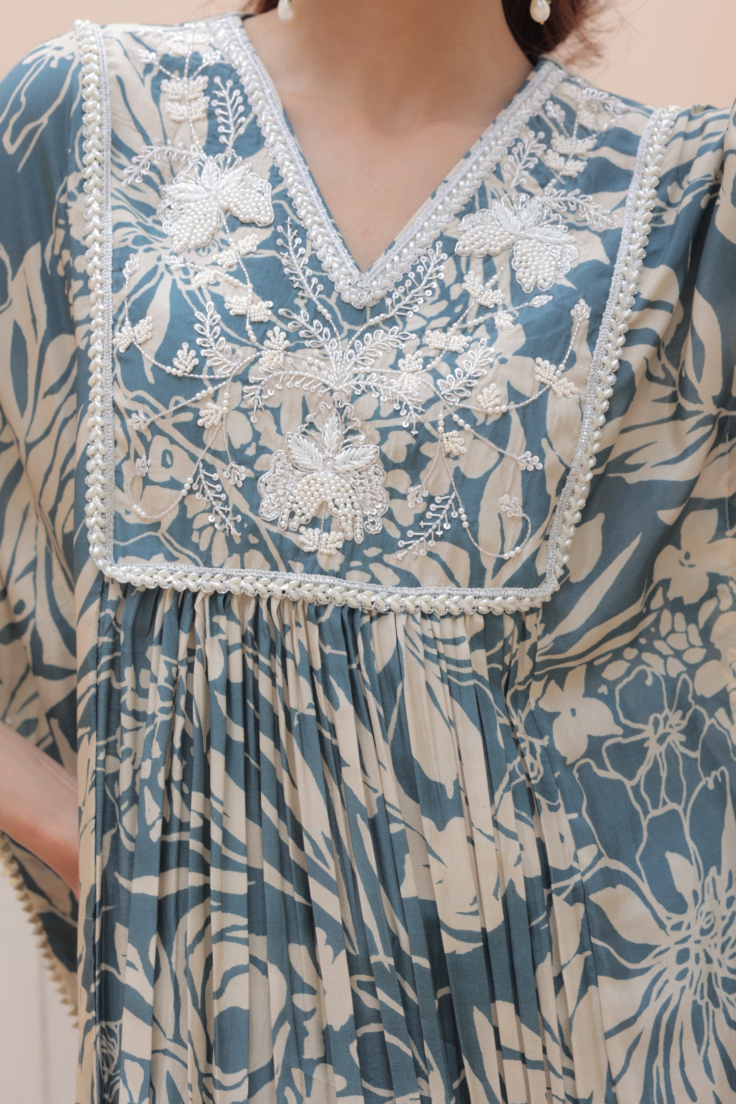 Aaina Kaftan Sharara - Blue