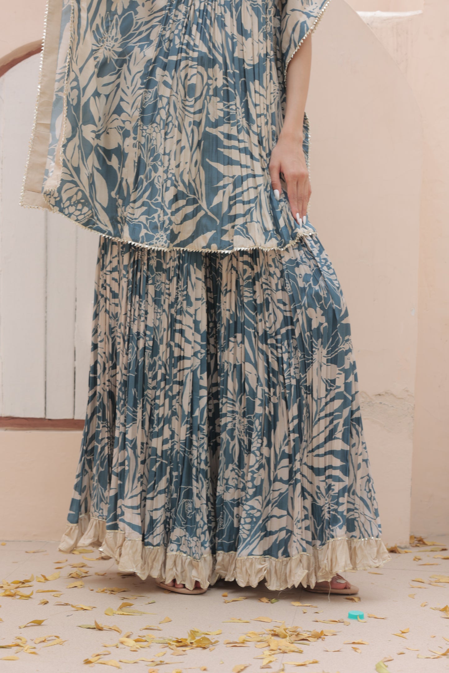Aaina Kaftan Sharara - Blue
