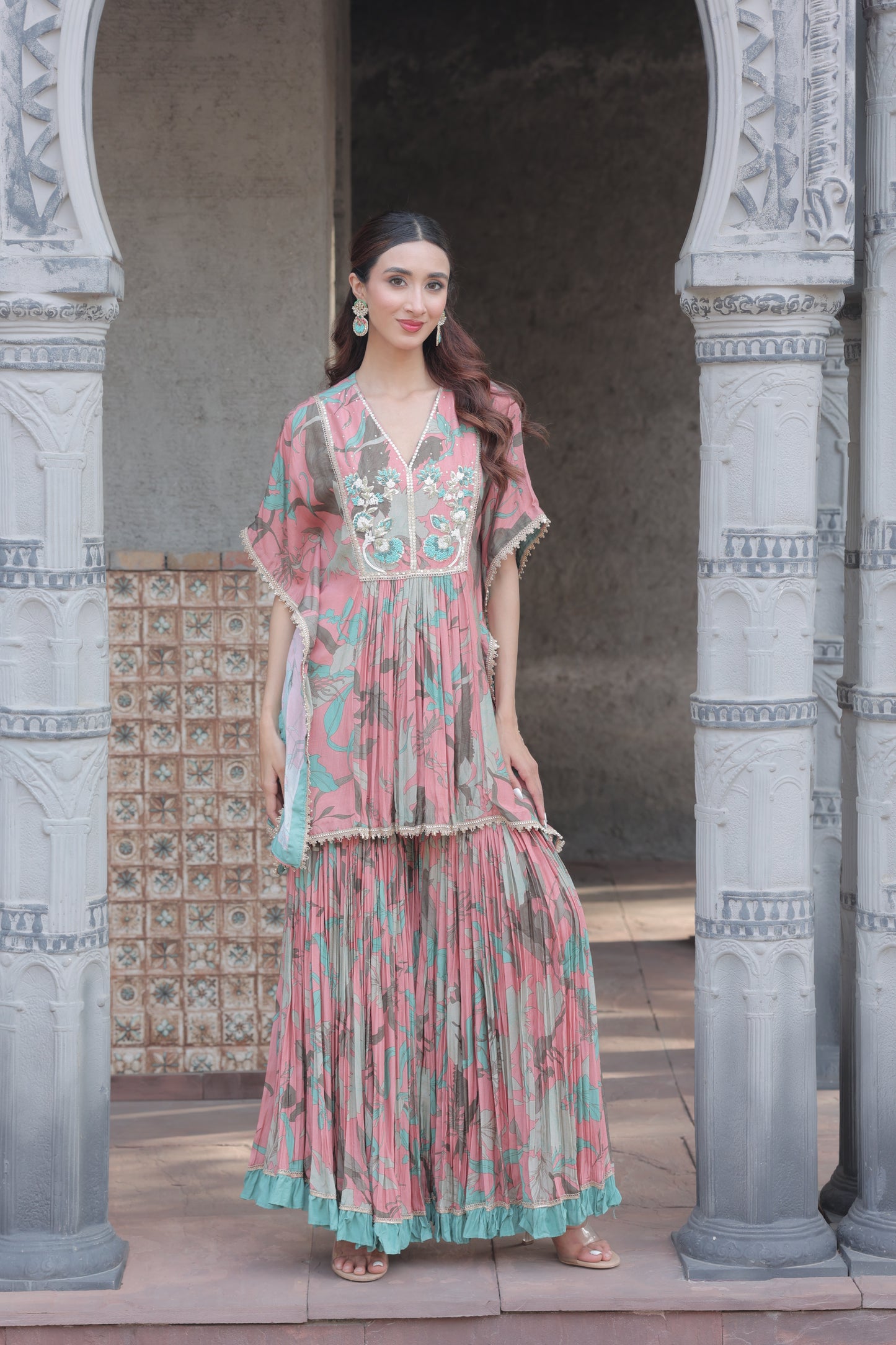 Inaaya Kaftan Sharara - Pink