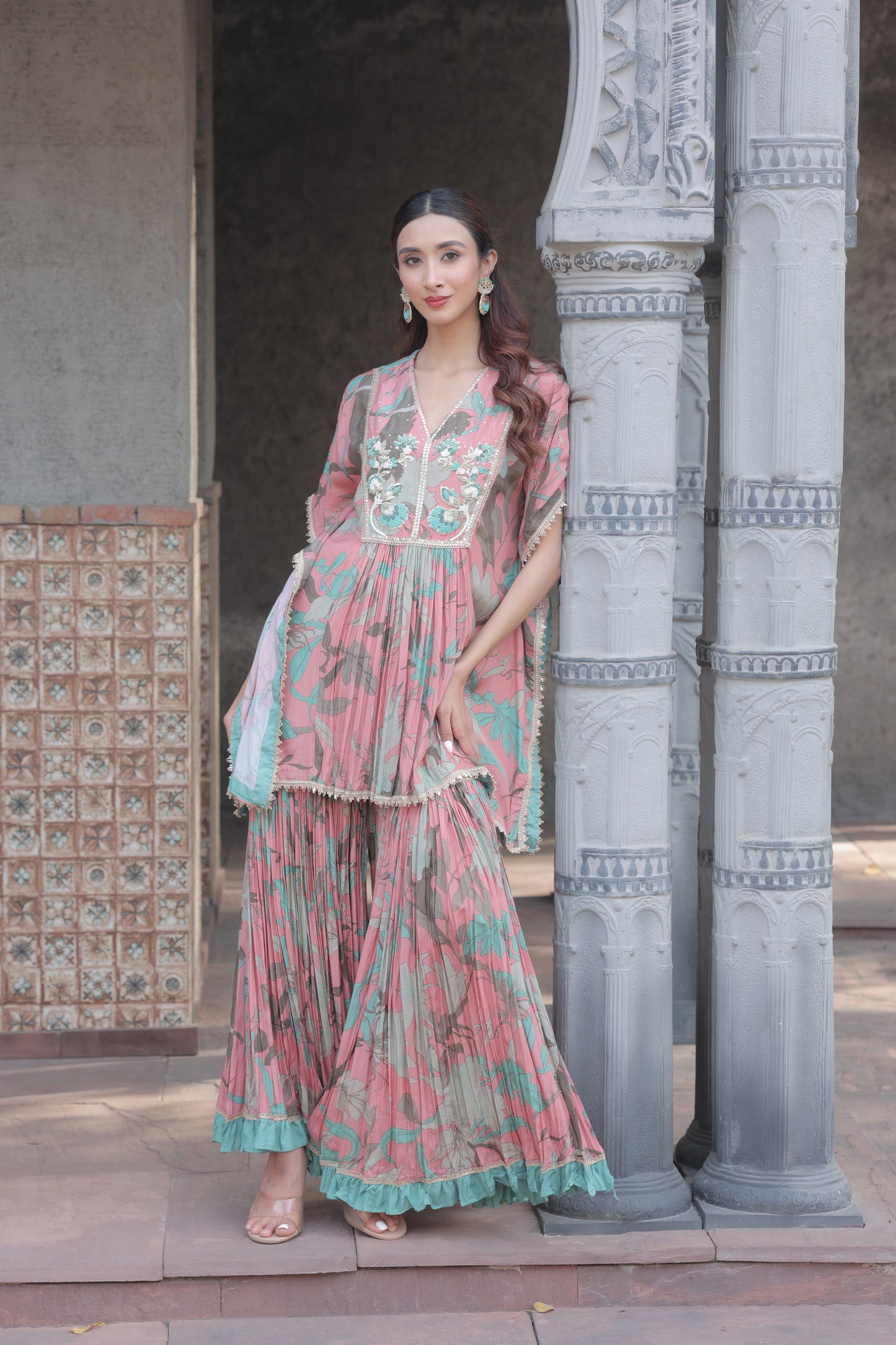 Inaaya Kaftan Sharara - Pink