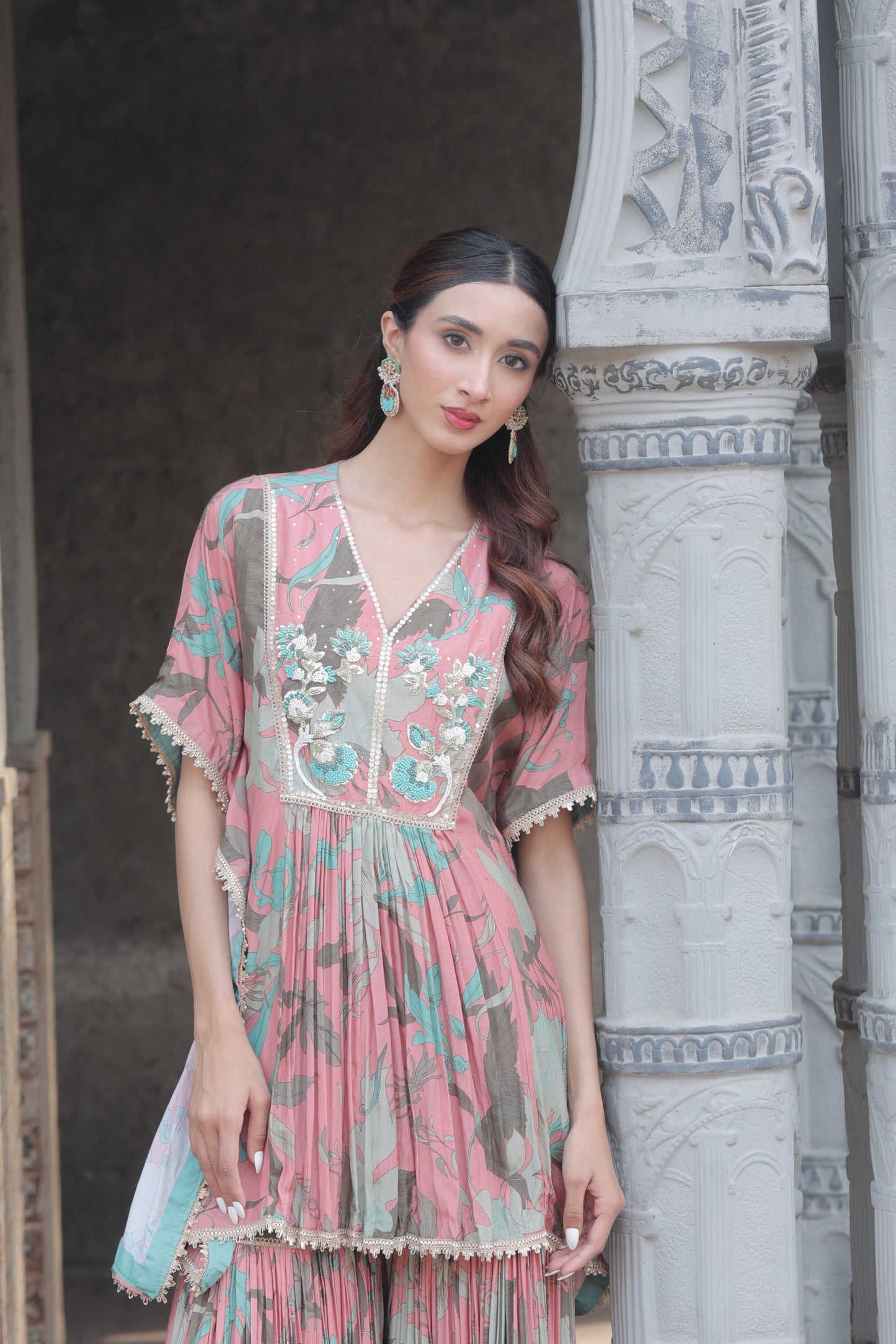 Inaaya Kaftan Sharara - Pink