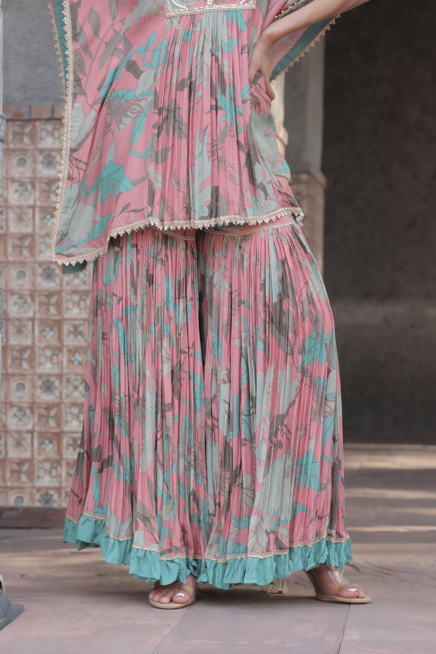 Inaaya Kaftan Sharara - Pink