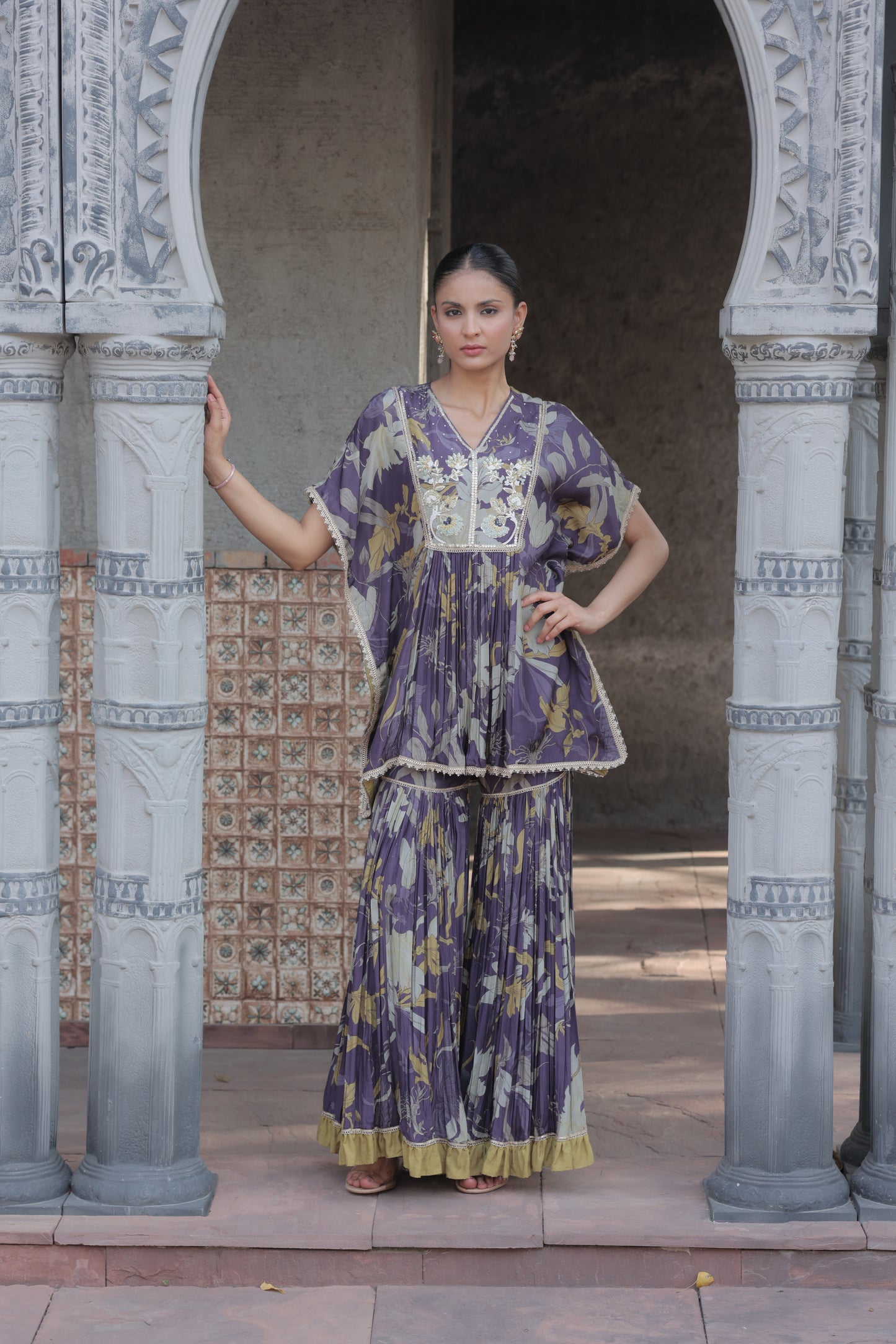 Inaaya Kaftan Sharara Purple