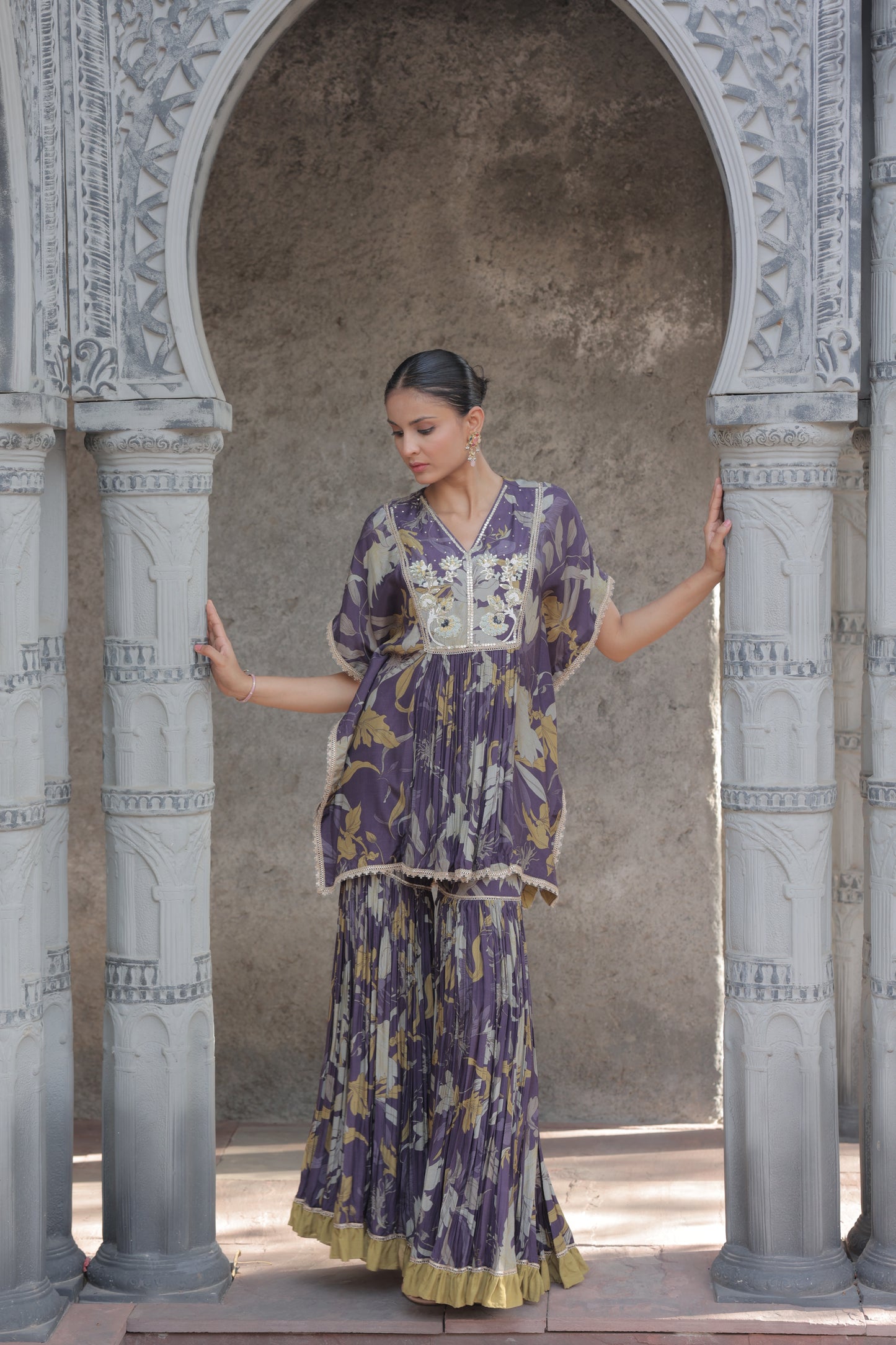 Inaaya Kaftan Sharara Purple