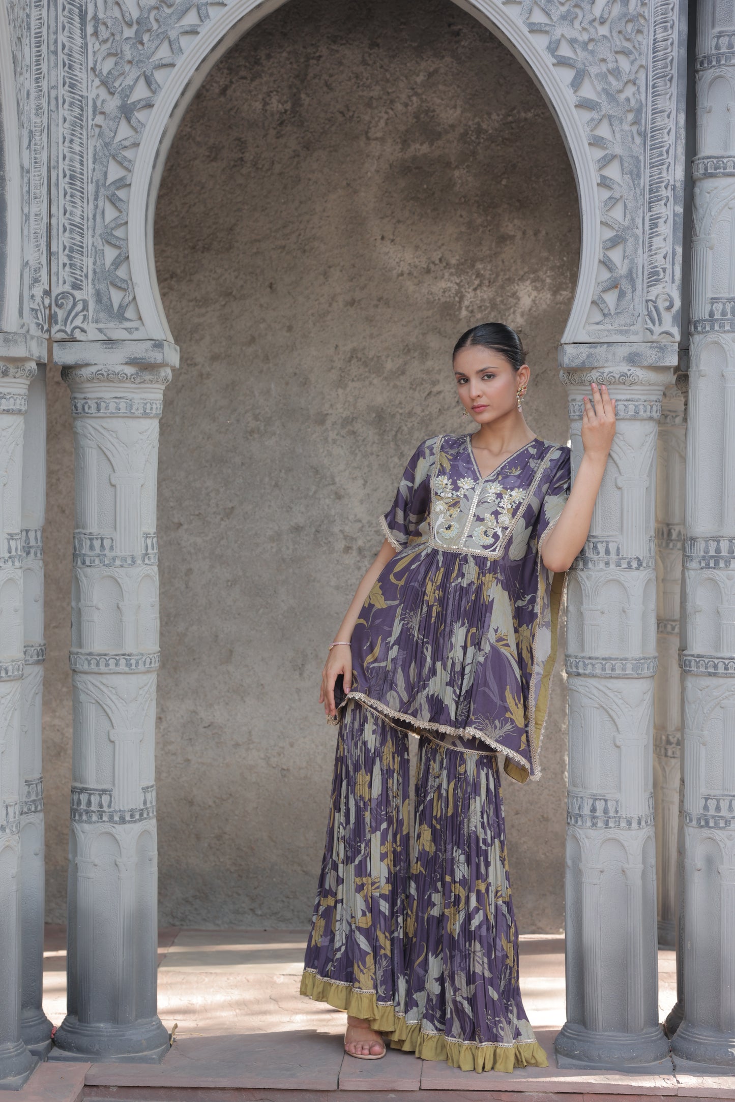 Inaaya Kaftan Sharara Purple