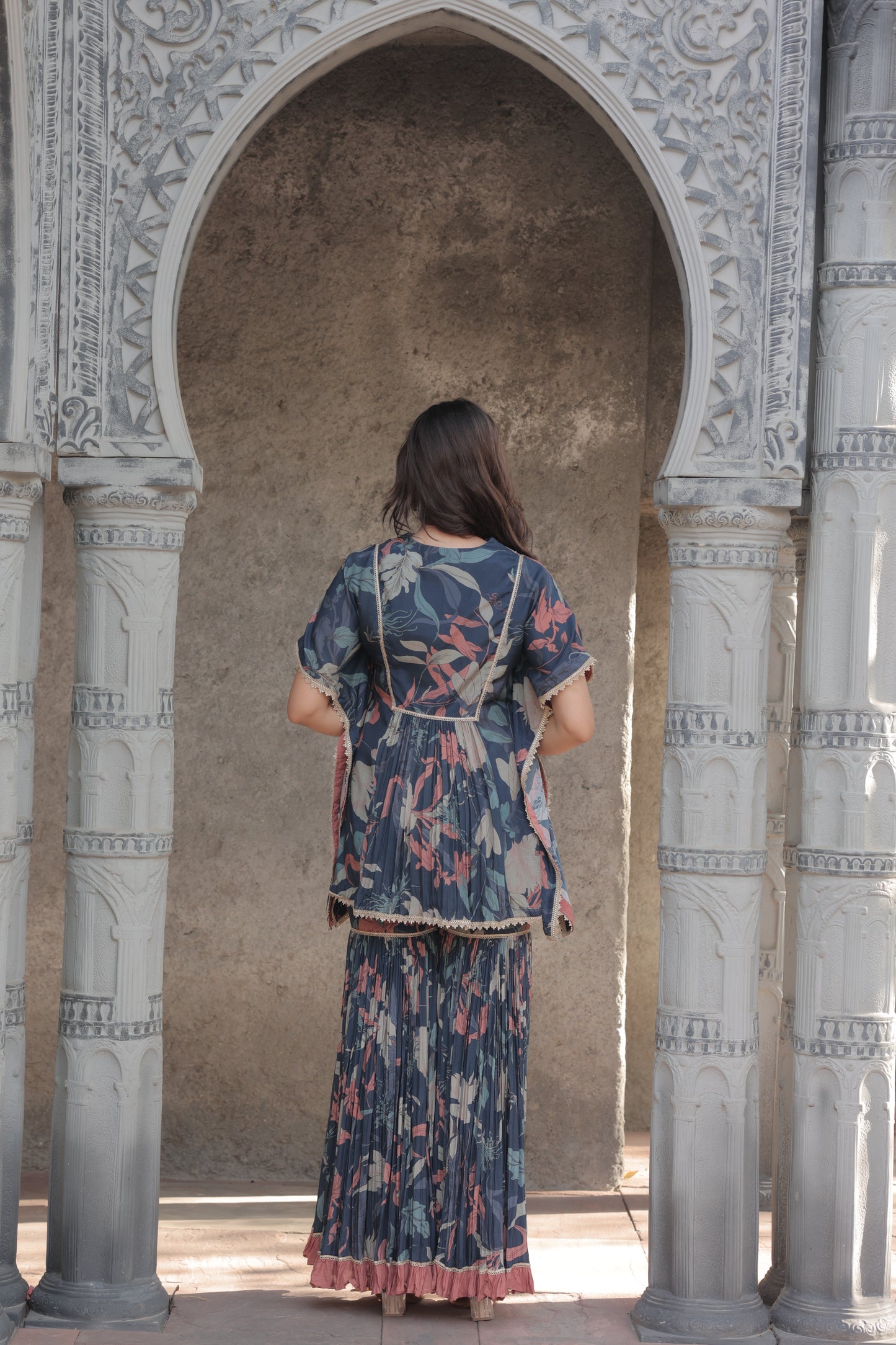 Inaaya Kaftan Sharara - Navy Blue