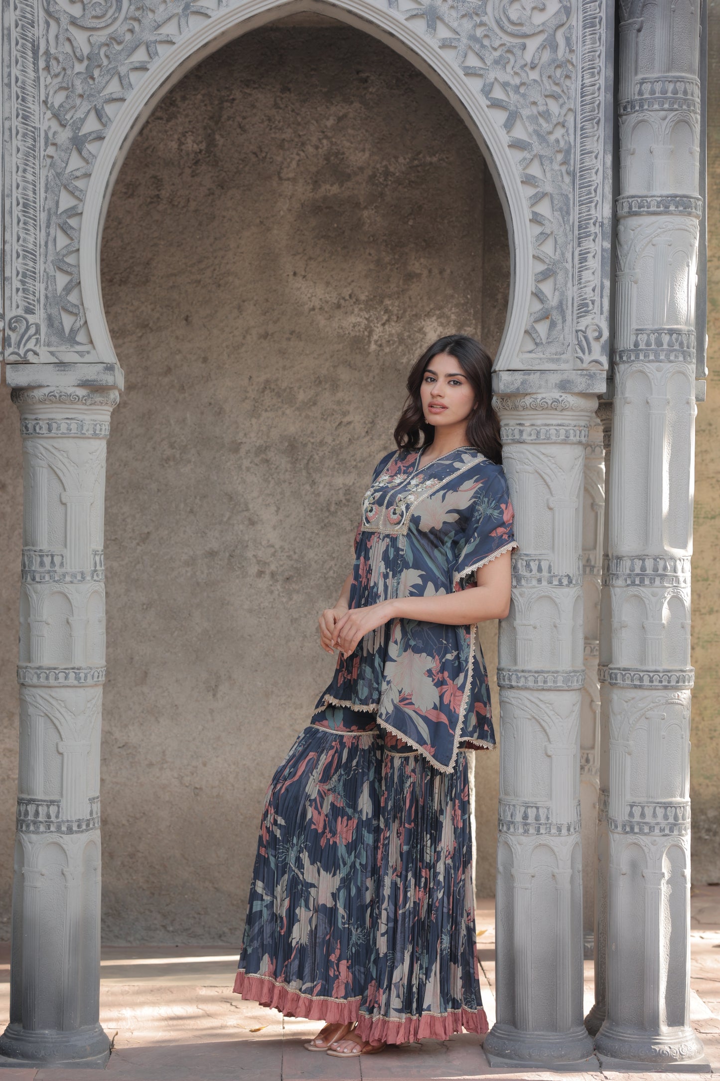 Inaaya Kaftan Sharara - Navy Blue