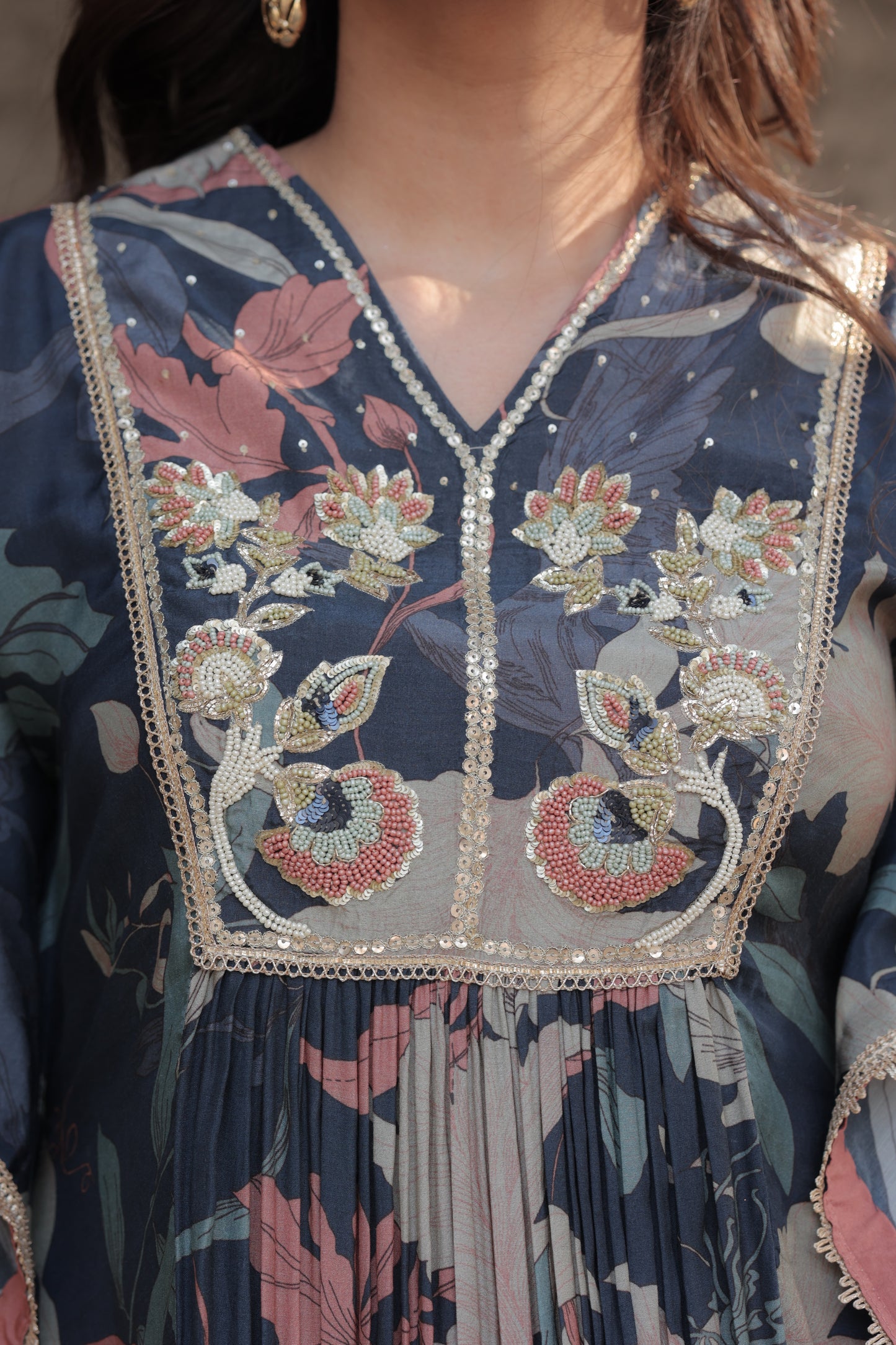 Inaaya Kaftan Sharara - Navy Blue