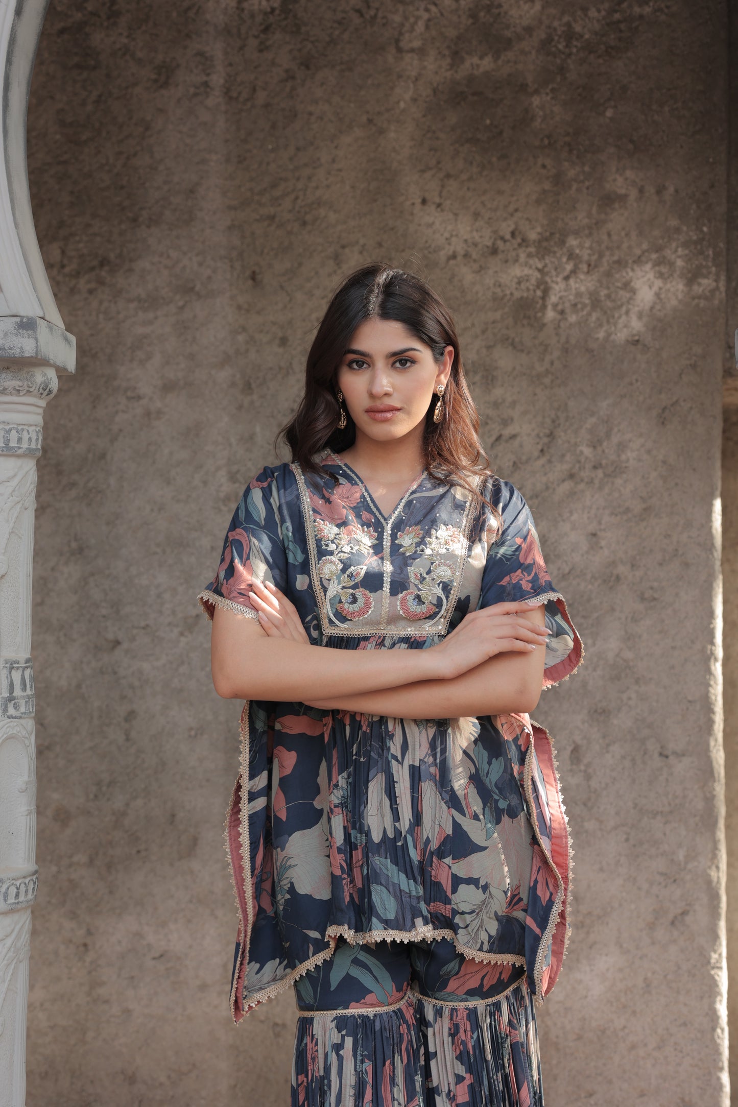 Inaaya Kaftan Sharara - Navy Blue