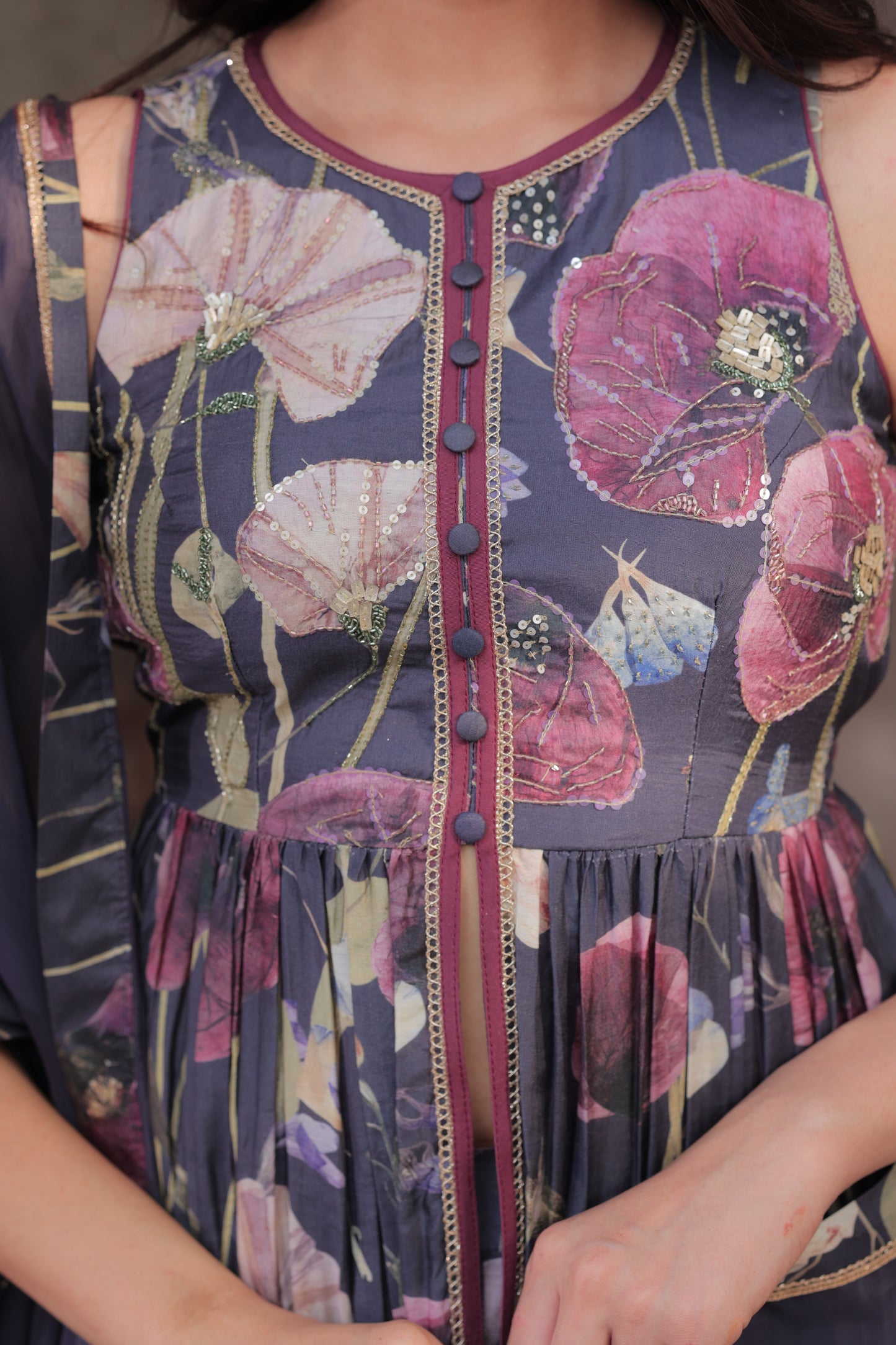 Dandelion Peplum Sharara - Purple