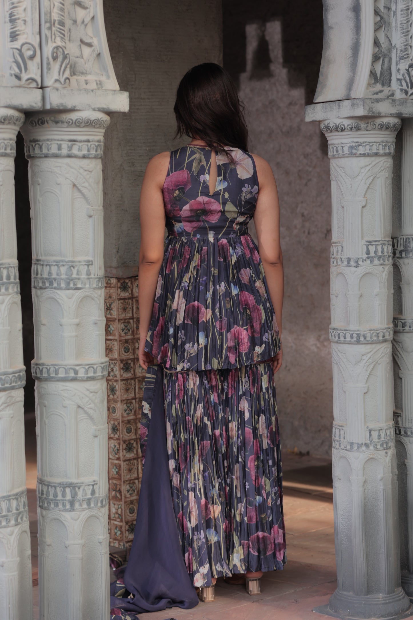 Dandelion Peplum Sharara - Purple