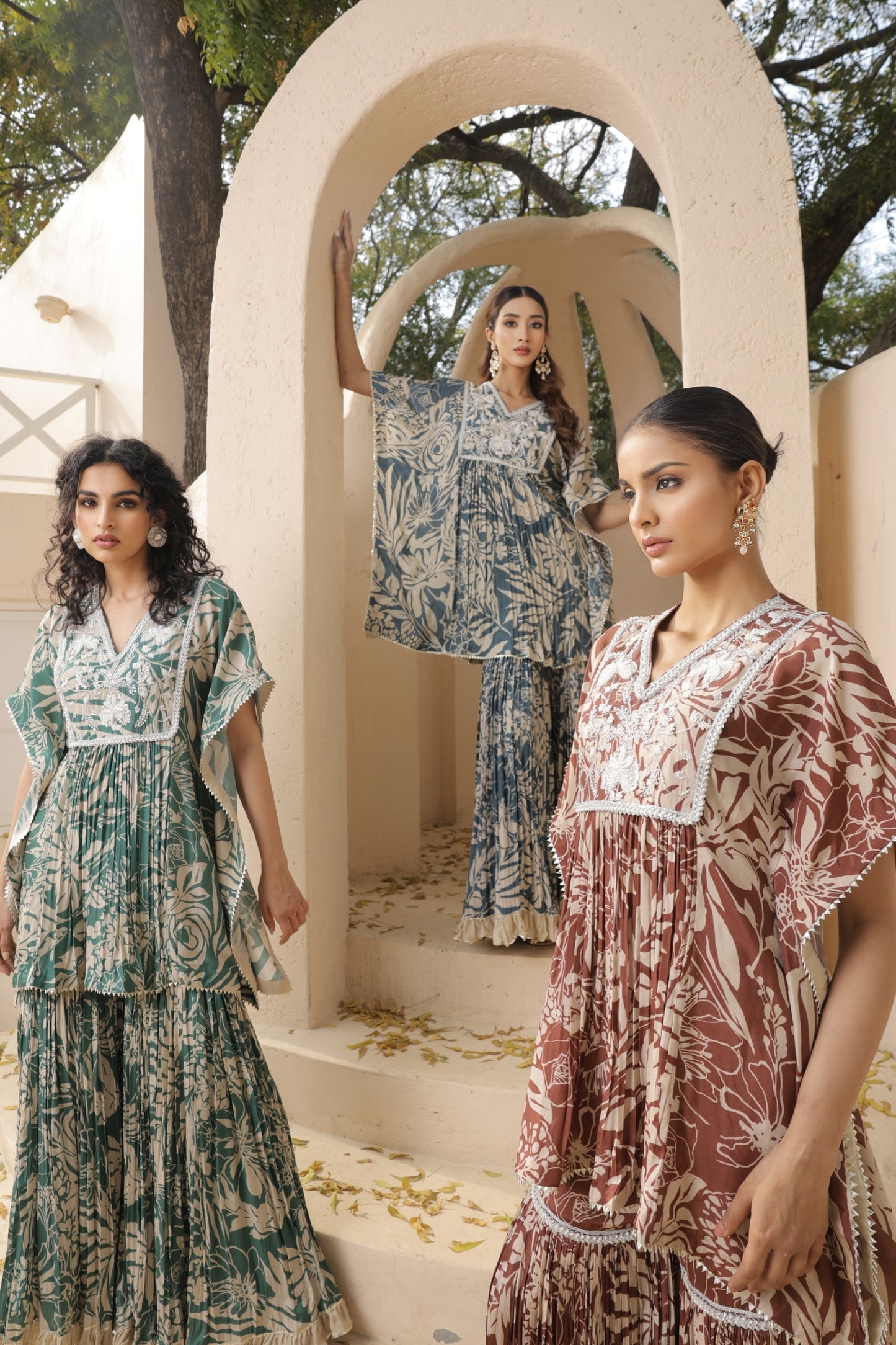 Aaina Kaftan Sharara - Blue