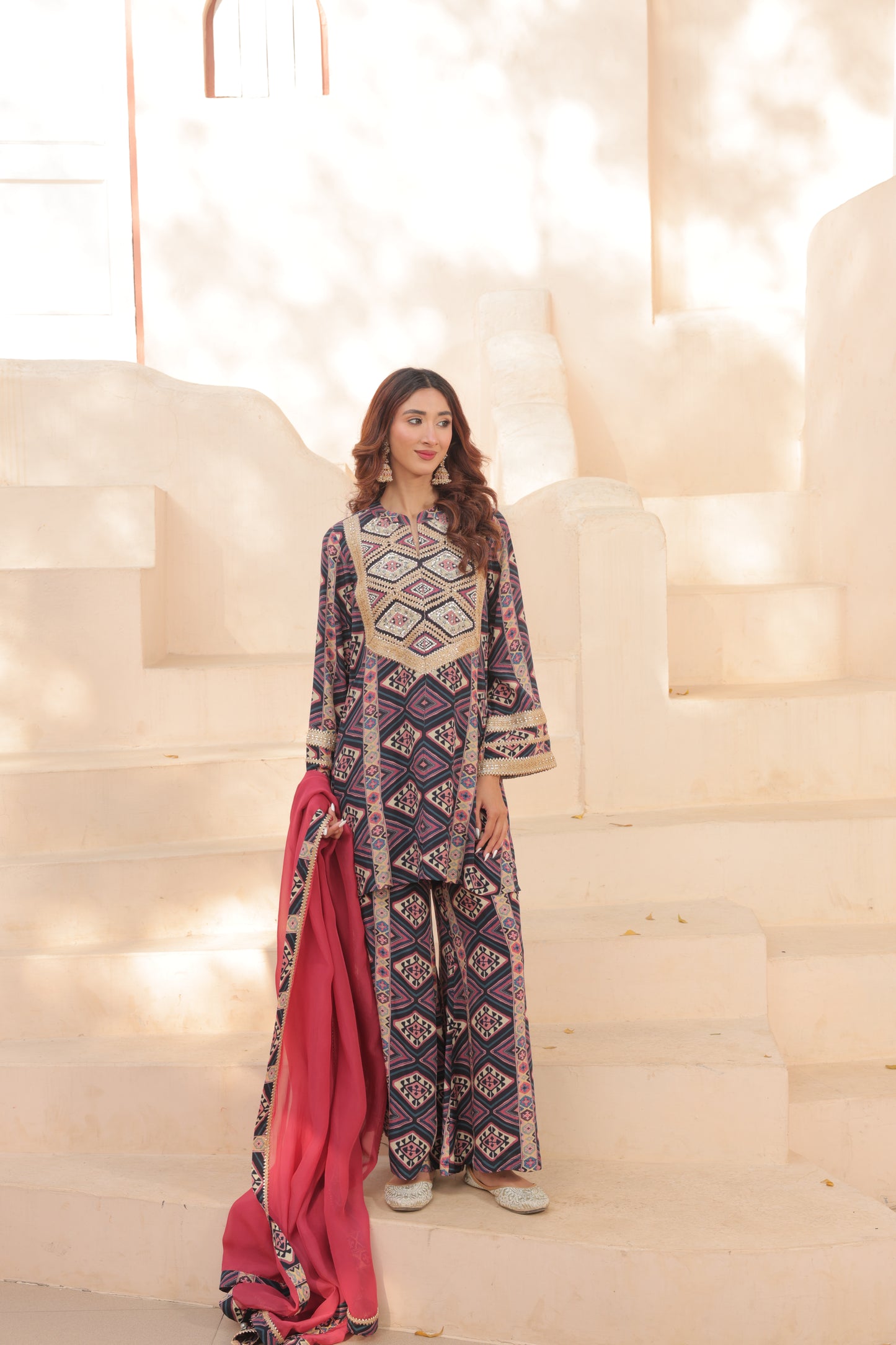 Nia Chevron Suit - Purple
