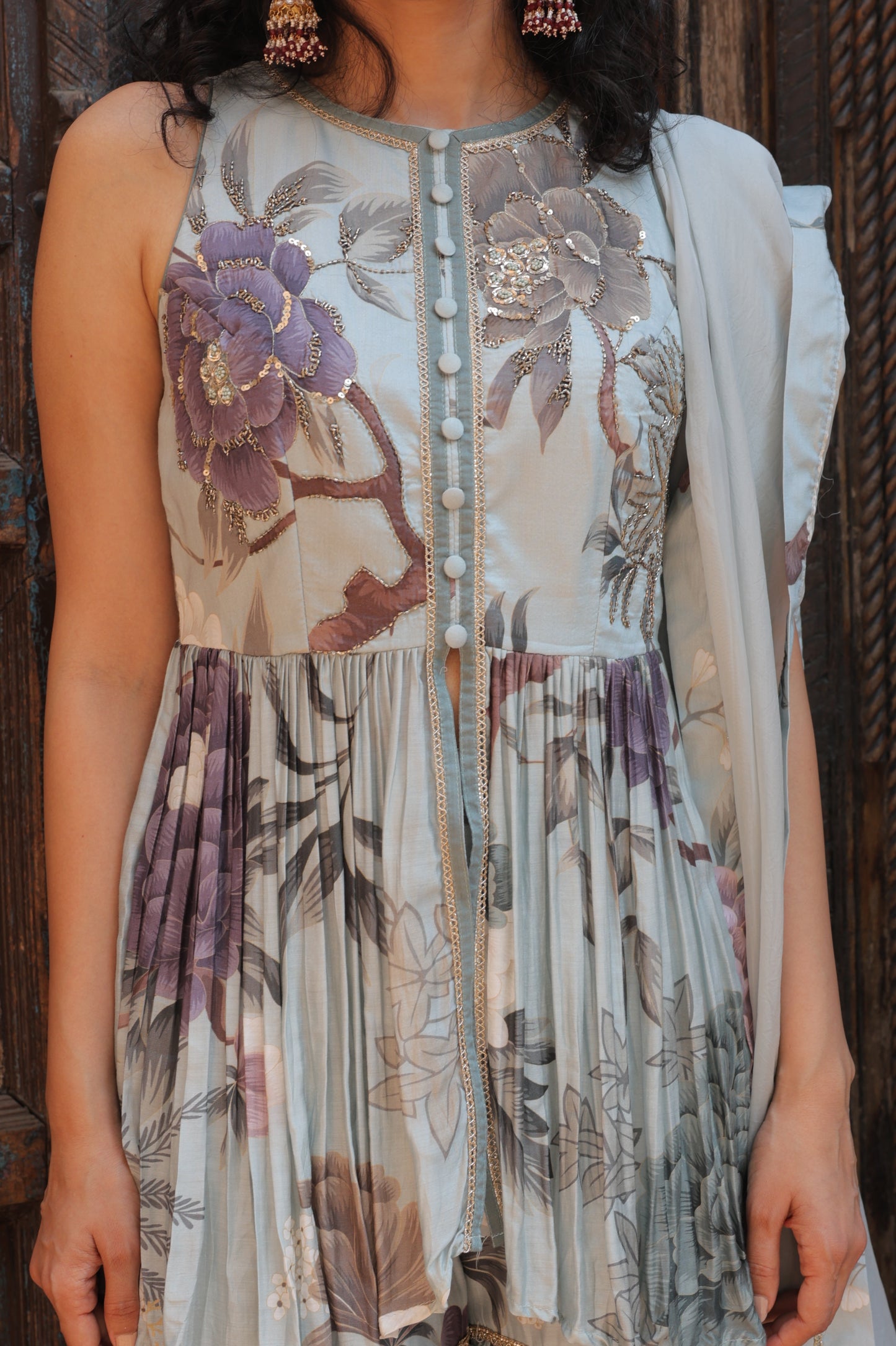 Gul Peplum Sharara - Blue