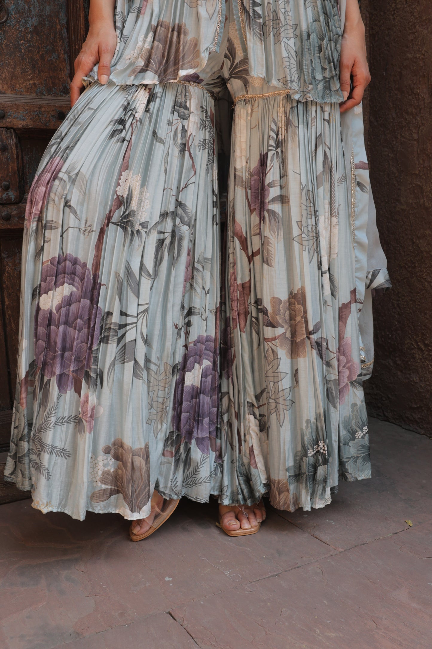 Gul Peplum Sharara - Blue