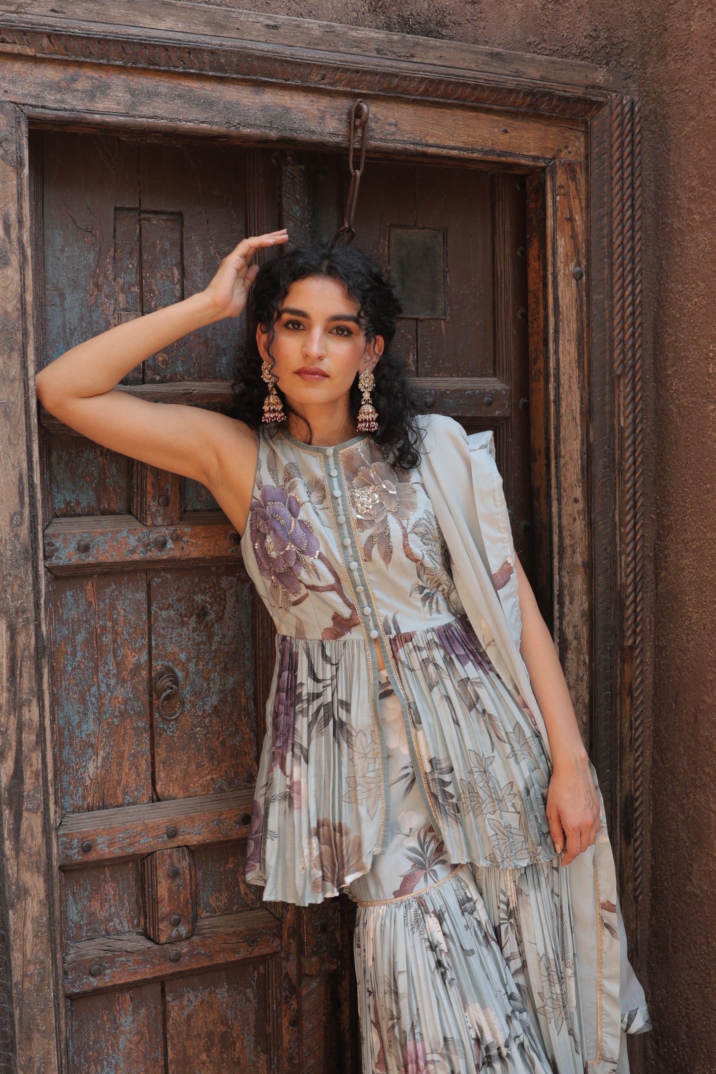 Gul Peplum Sharara - Blue
