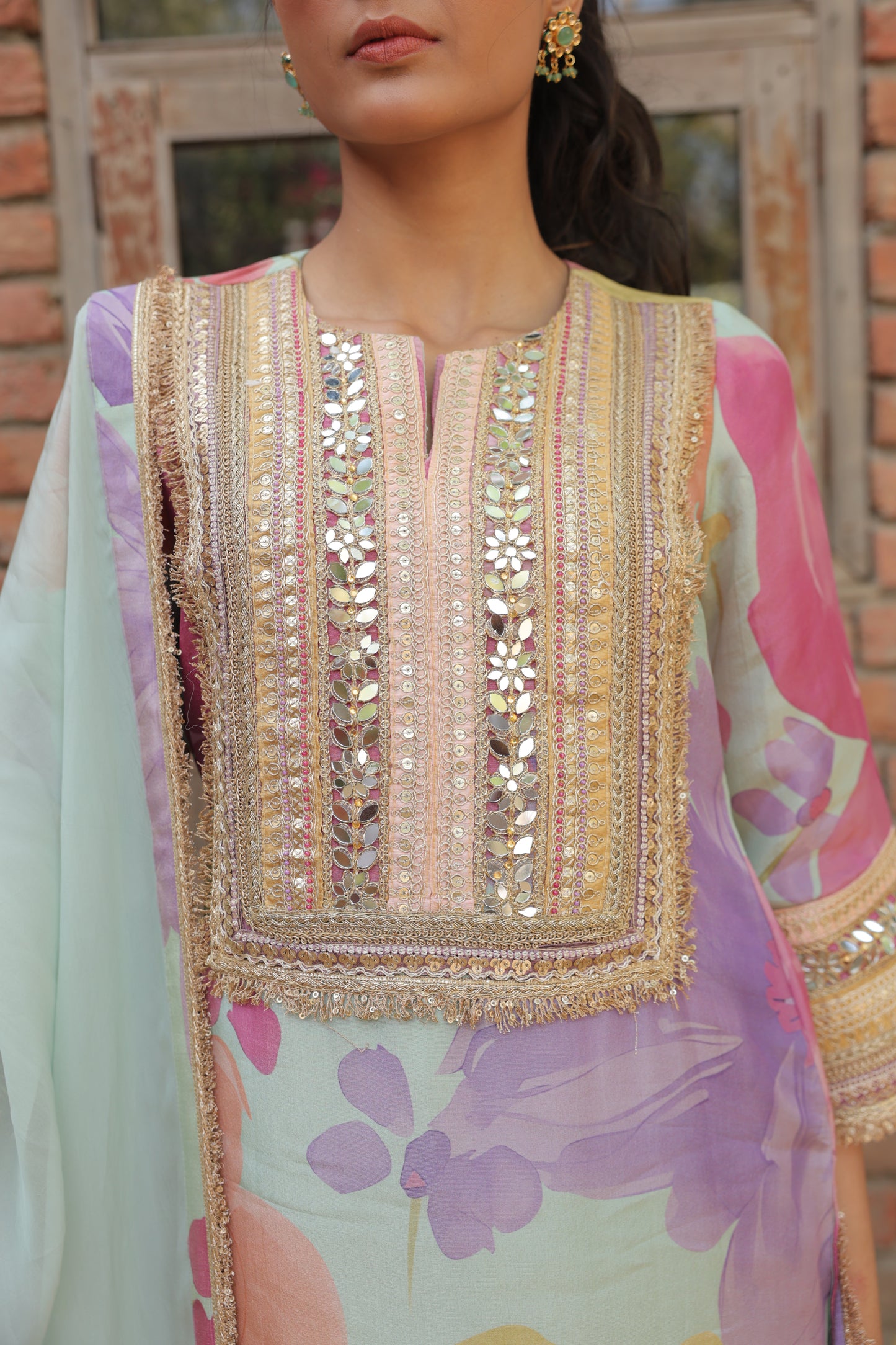 Saaz Organza Suit - Blue