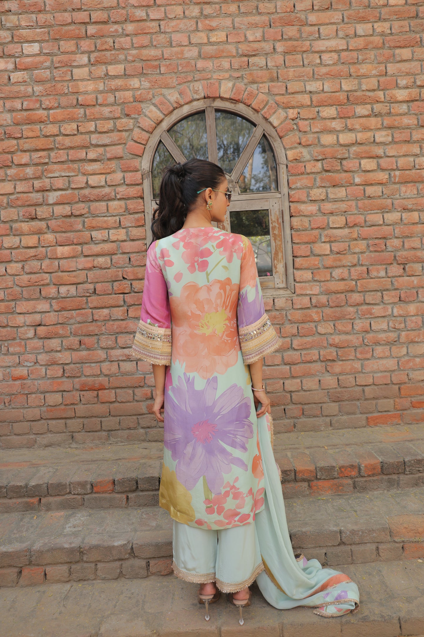 Saaz Organza Suit - Blue