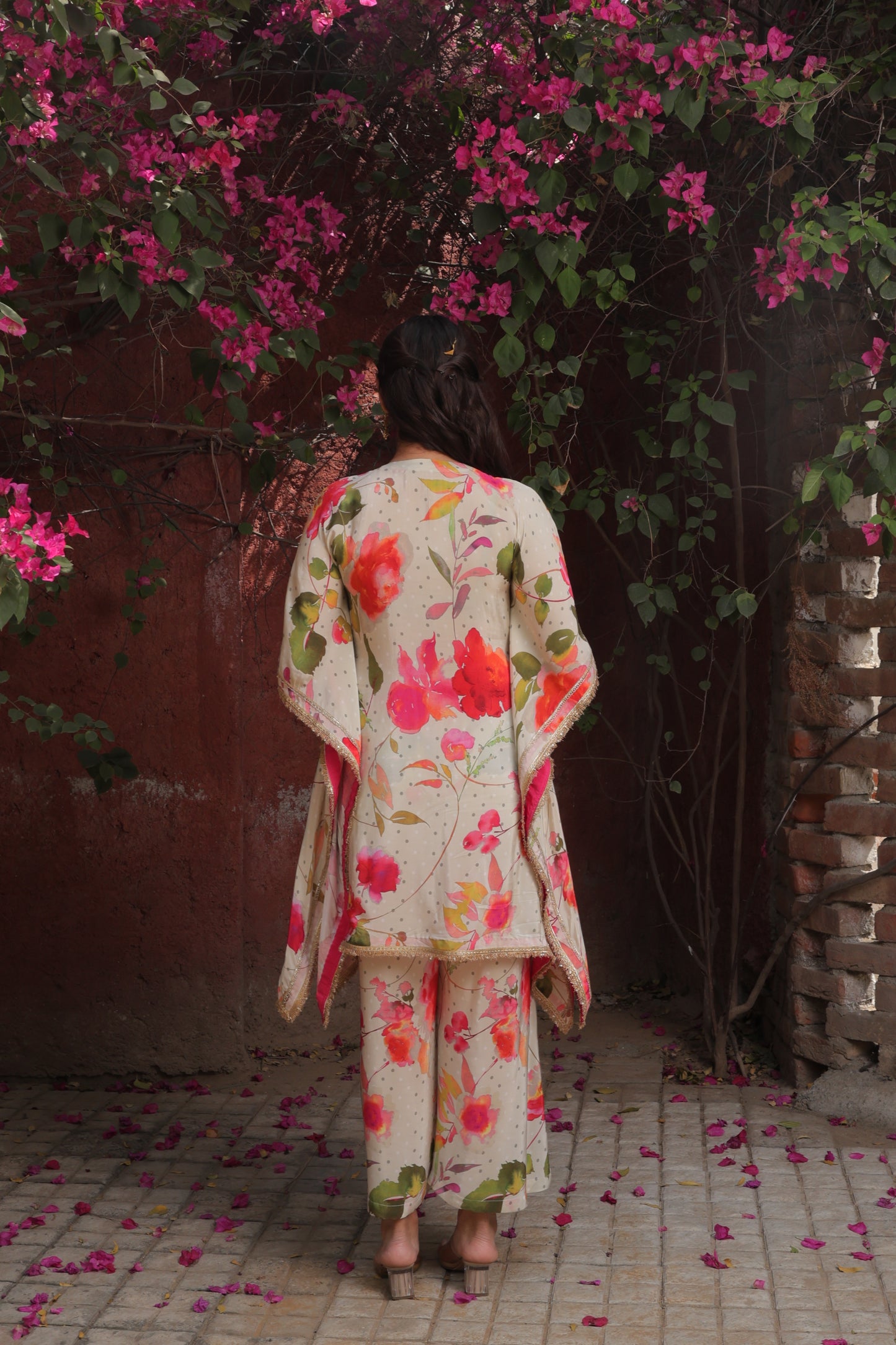 Cherry Blossom Kaftan - White