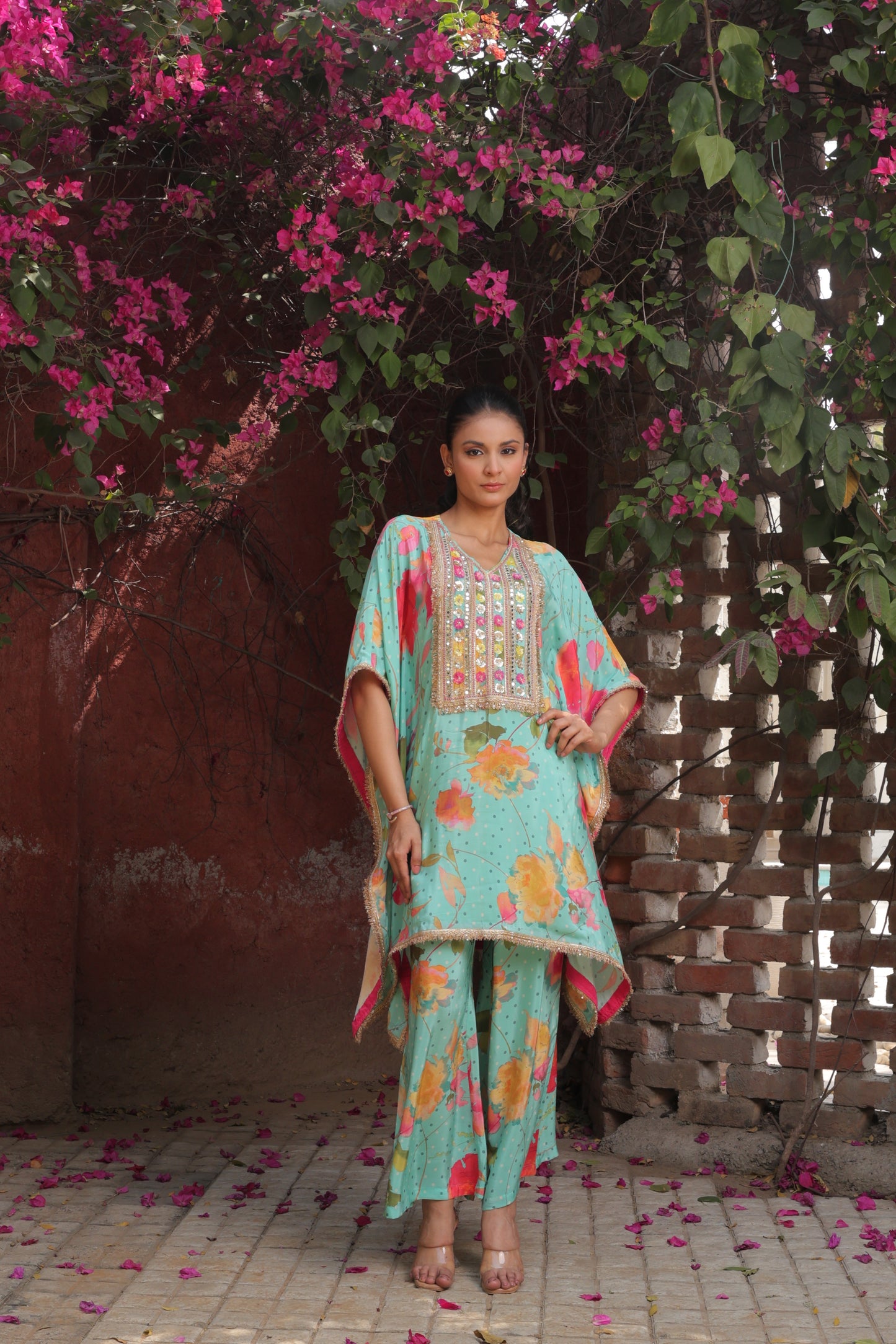 Cherry Blossom Kaftan - Green