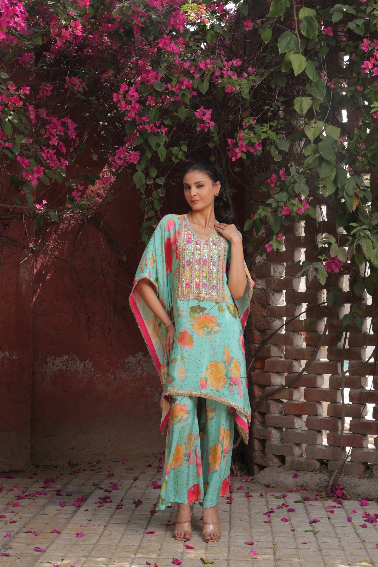 Cherry Blossom Kaftan - Green