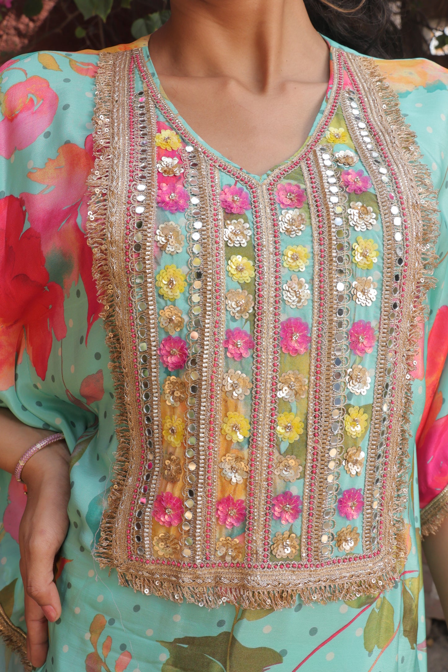 Cherry Blossom Kaftan - Green