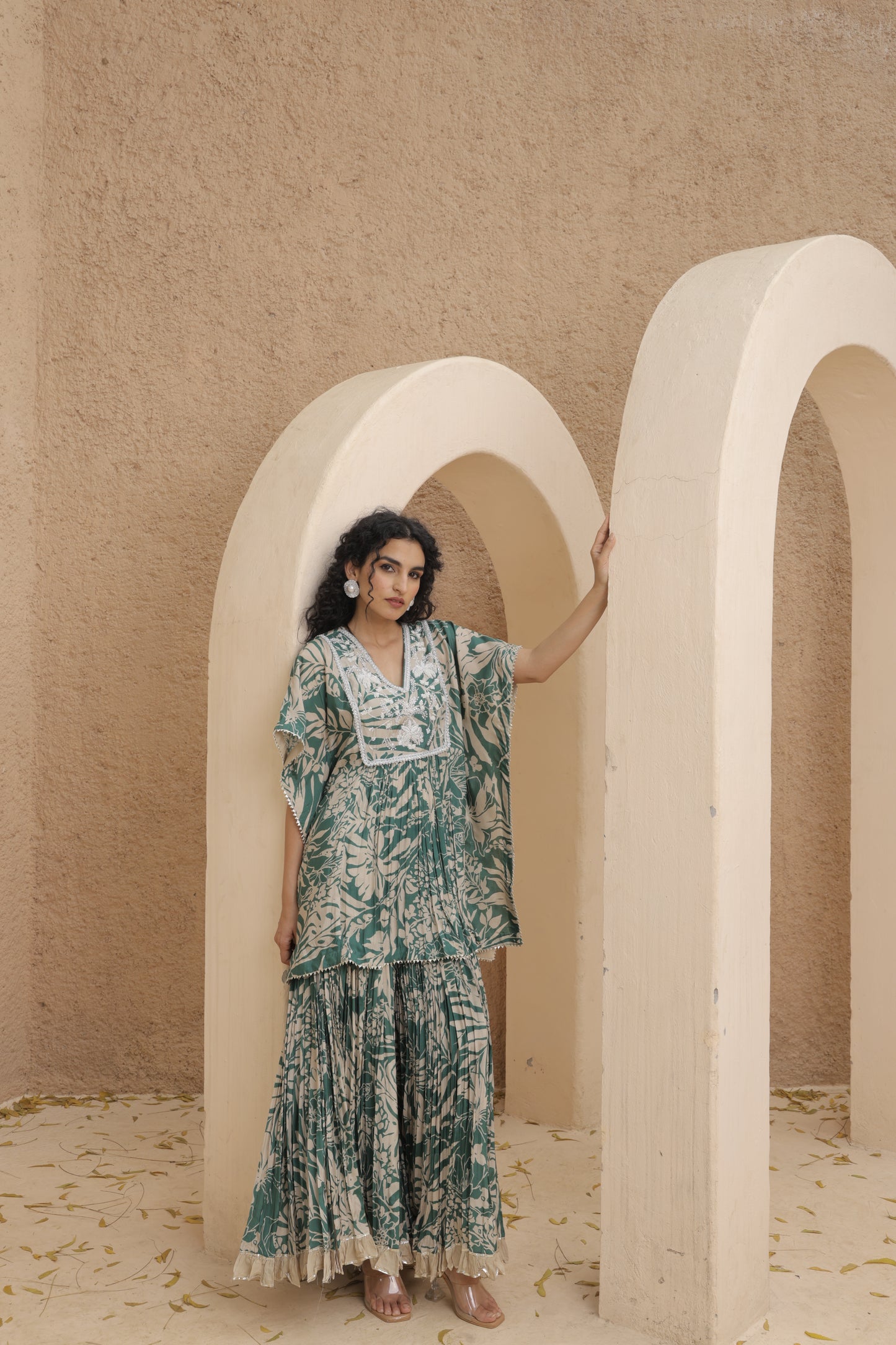 Aaina Kaftan Sharara - Green