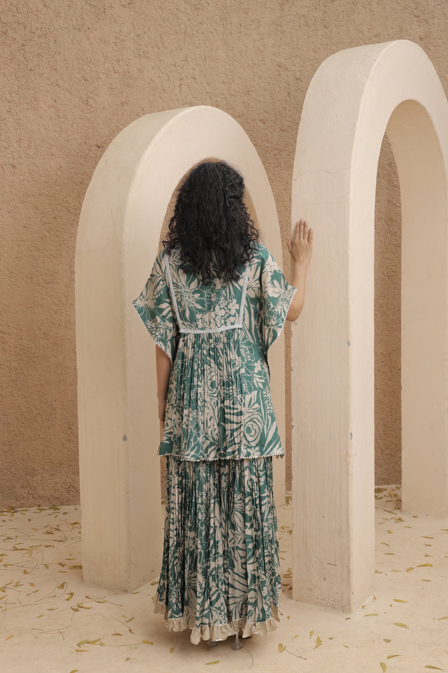 Aaina Kaftan Sharara - Green