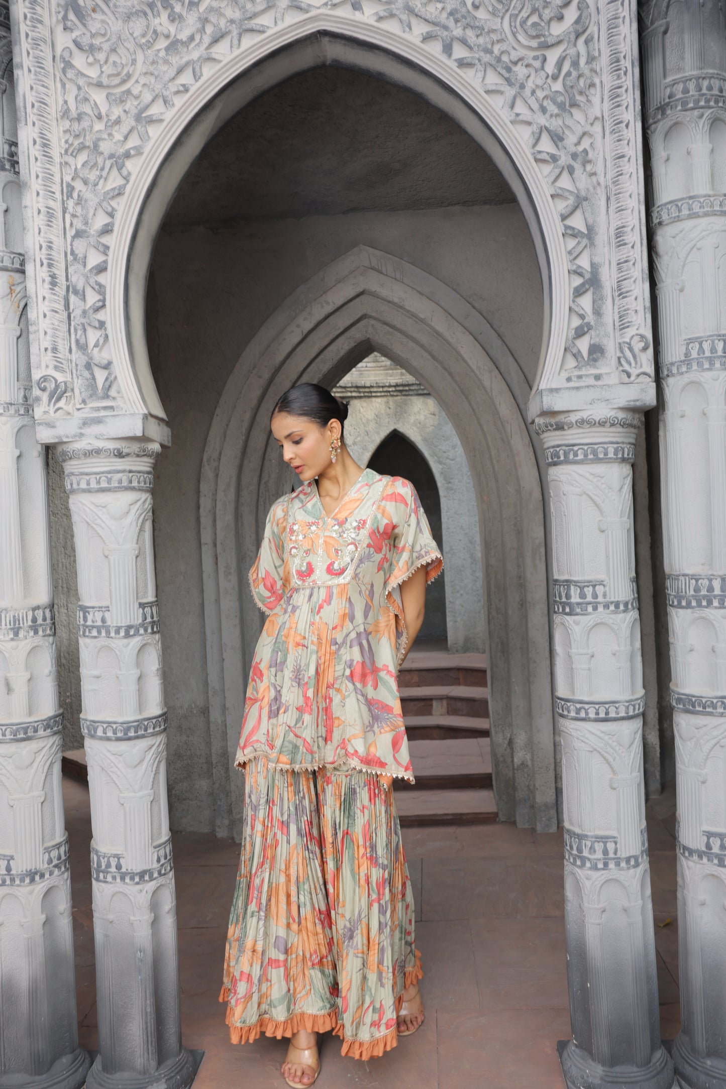 Inaaya Kaftan Sharara - Grey