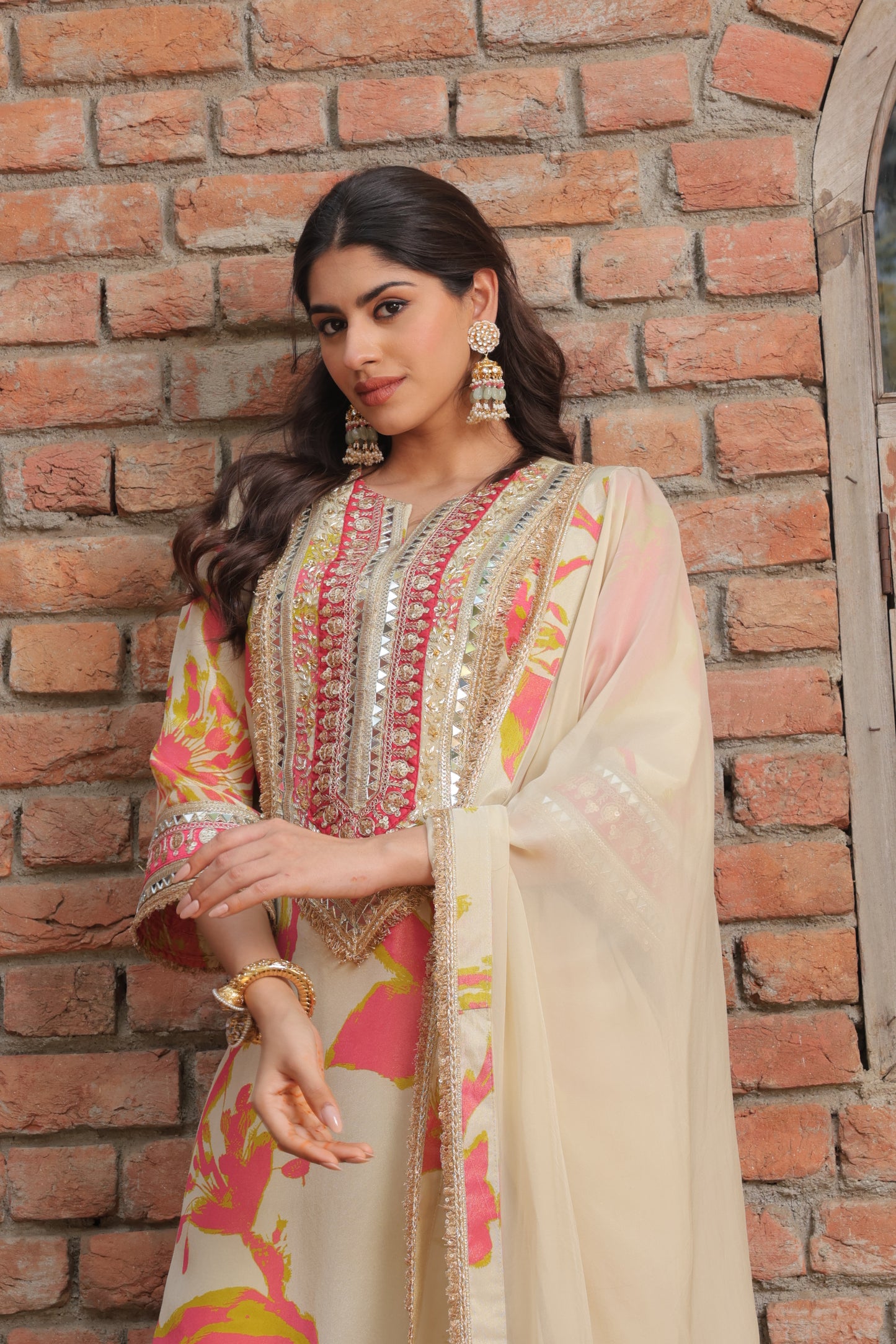 Sheer Organza Suit - Beige