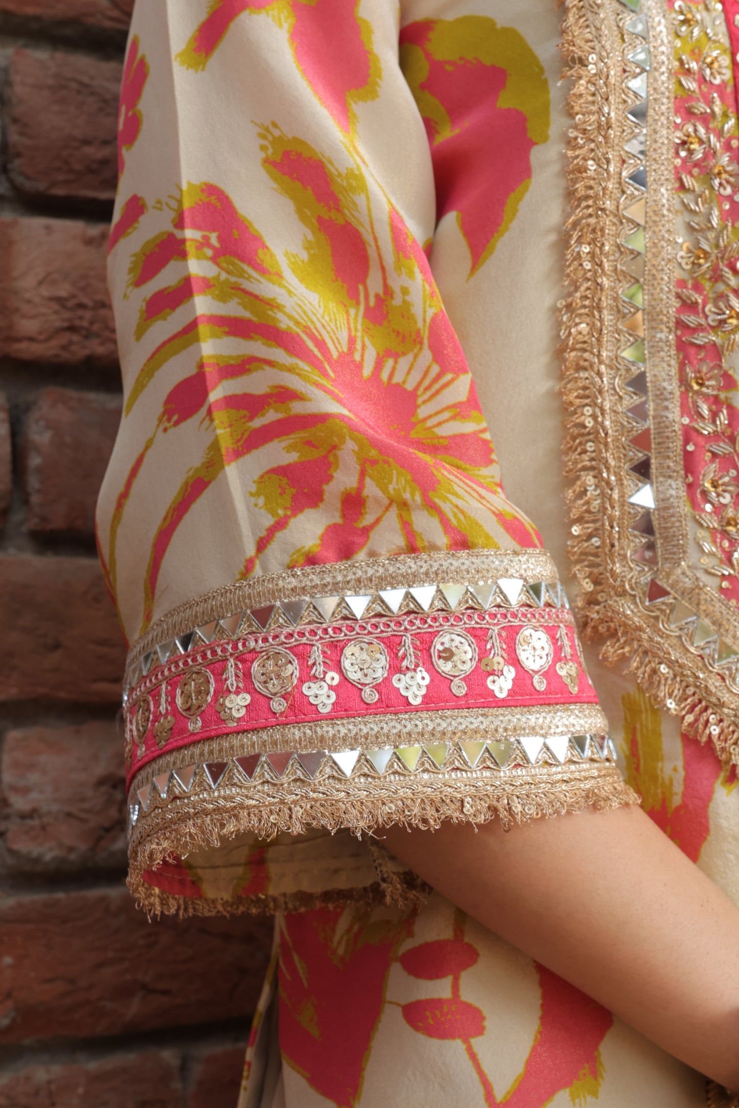Sheer Organza Suit - Beige