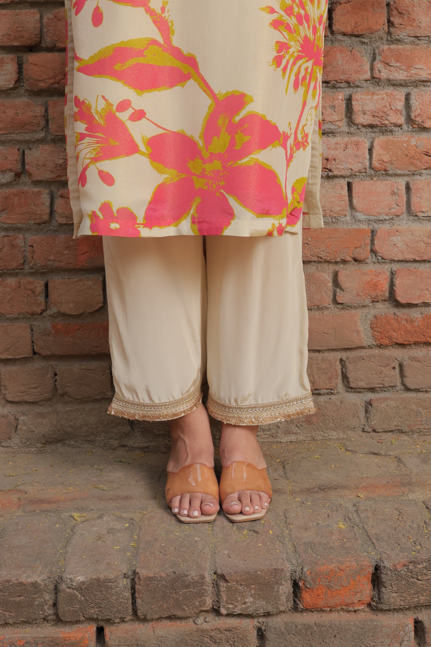 Sheer Organza Suit - Beige