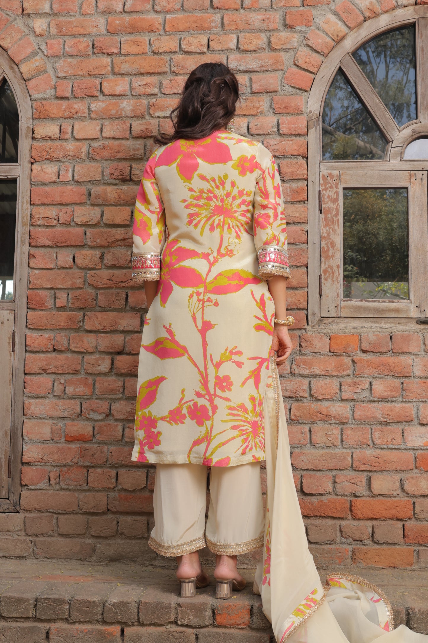 Sheer Organza Suit - Beige