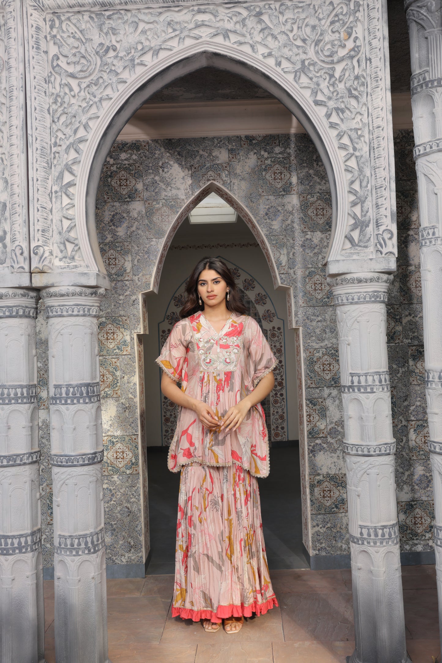 Inaaya Kaftan Sharara - Peach