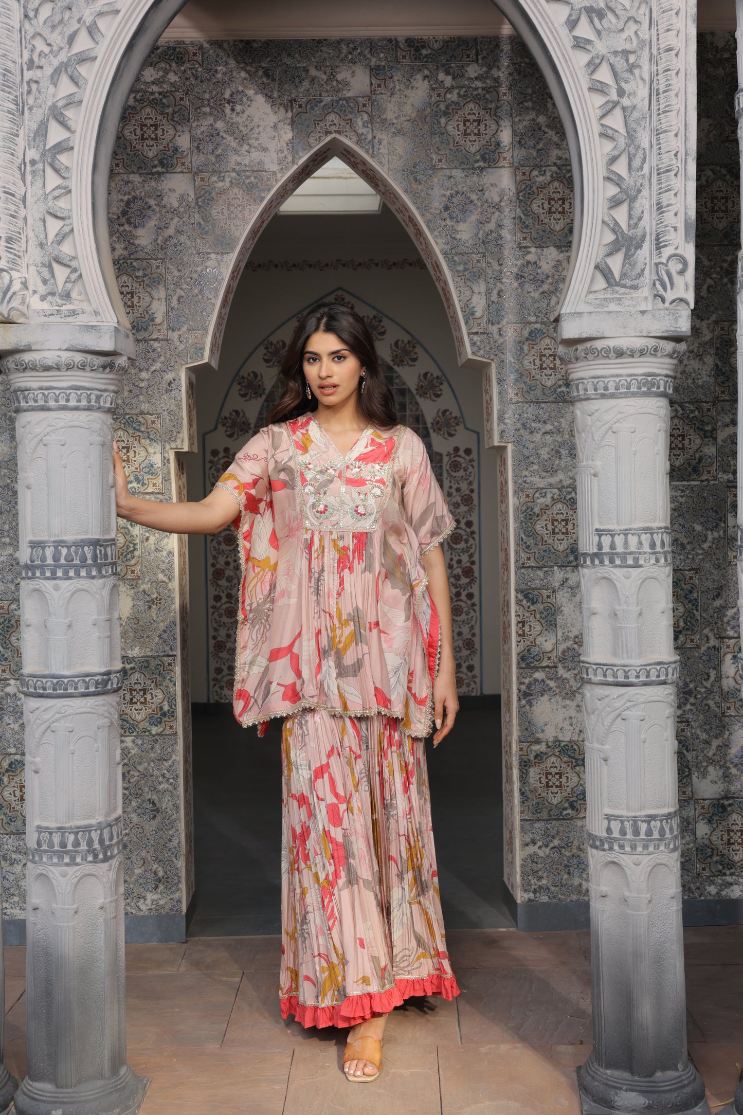 Inaaya Kaftan Sharara - Peach