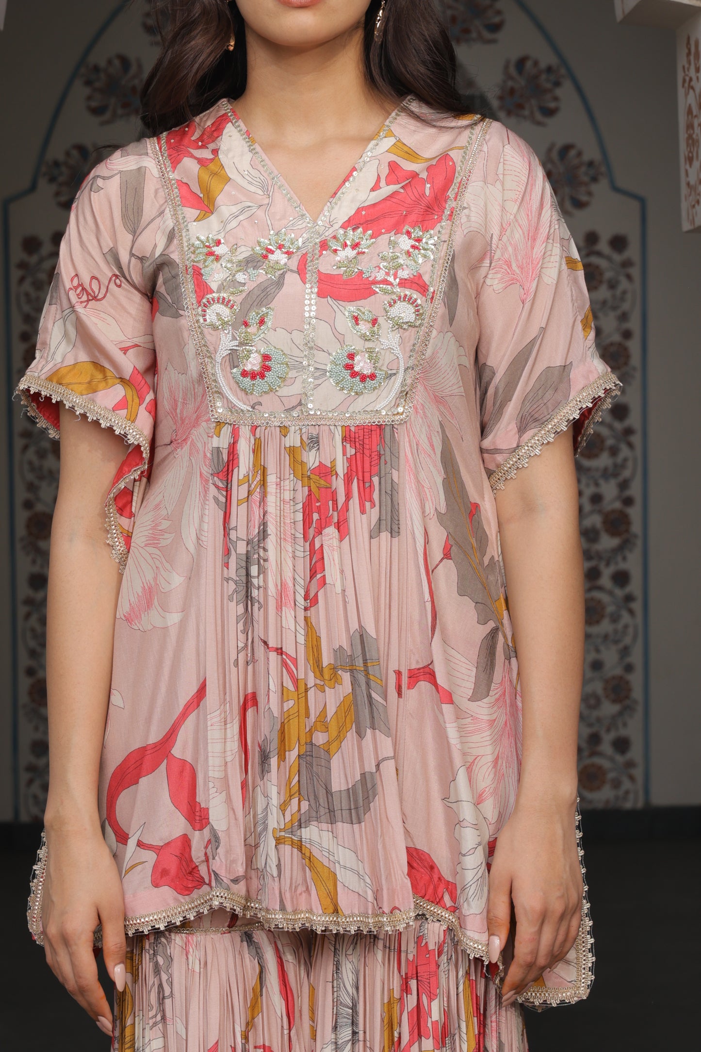 Inaaya Kaftan Sharara - Peach