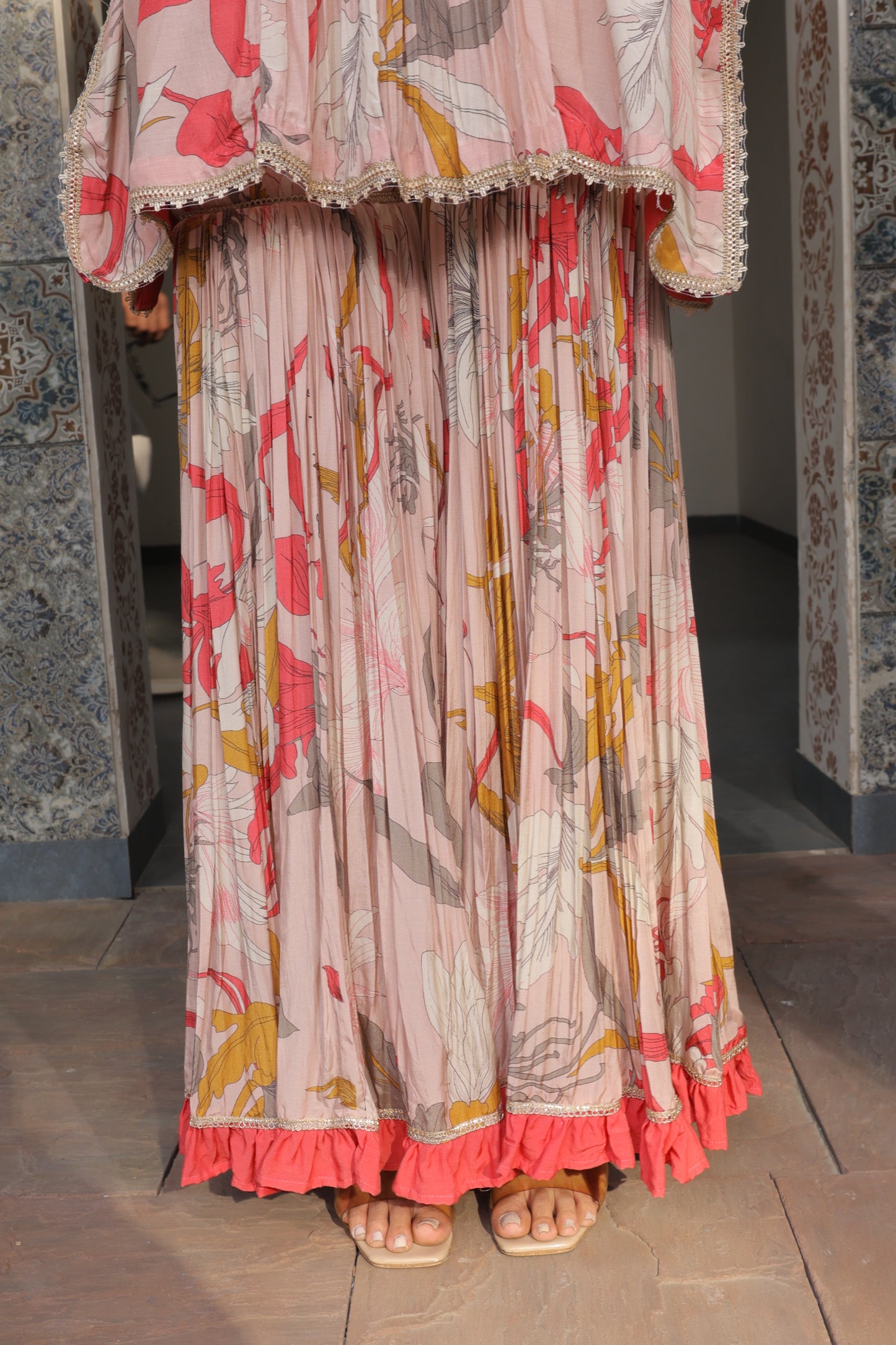 Inaaya Kaftan Sharara - Peach
