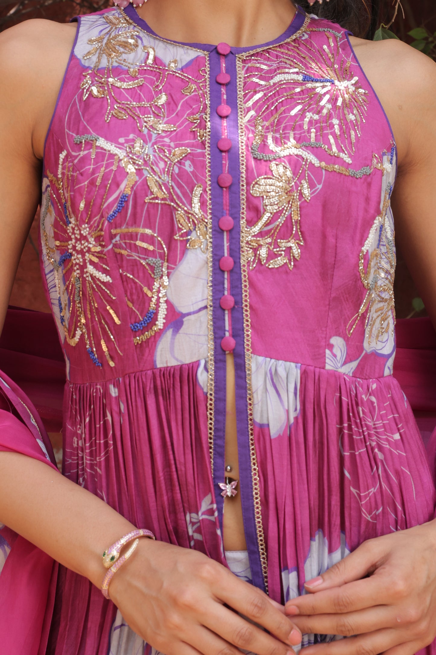 Sangria Peplum Sharara - Pink