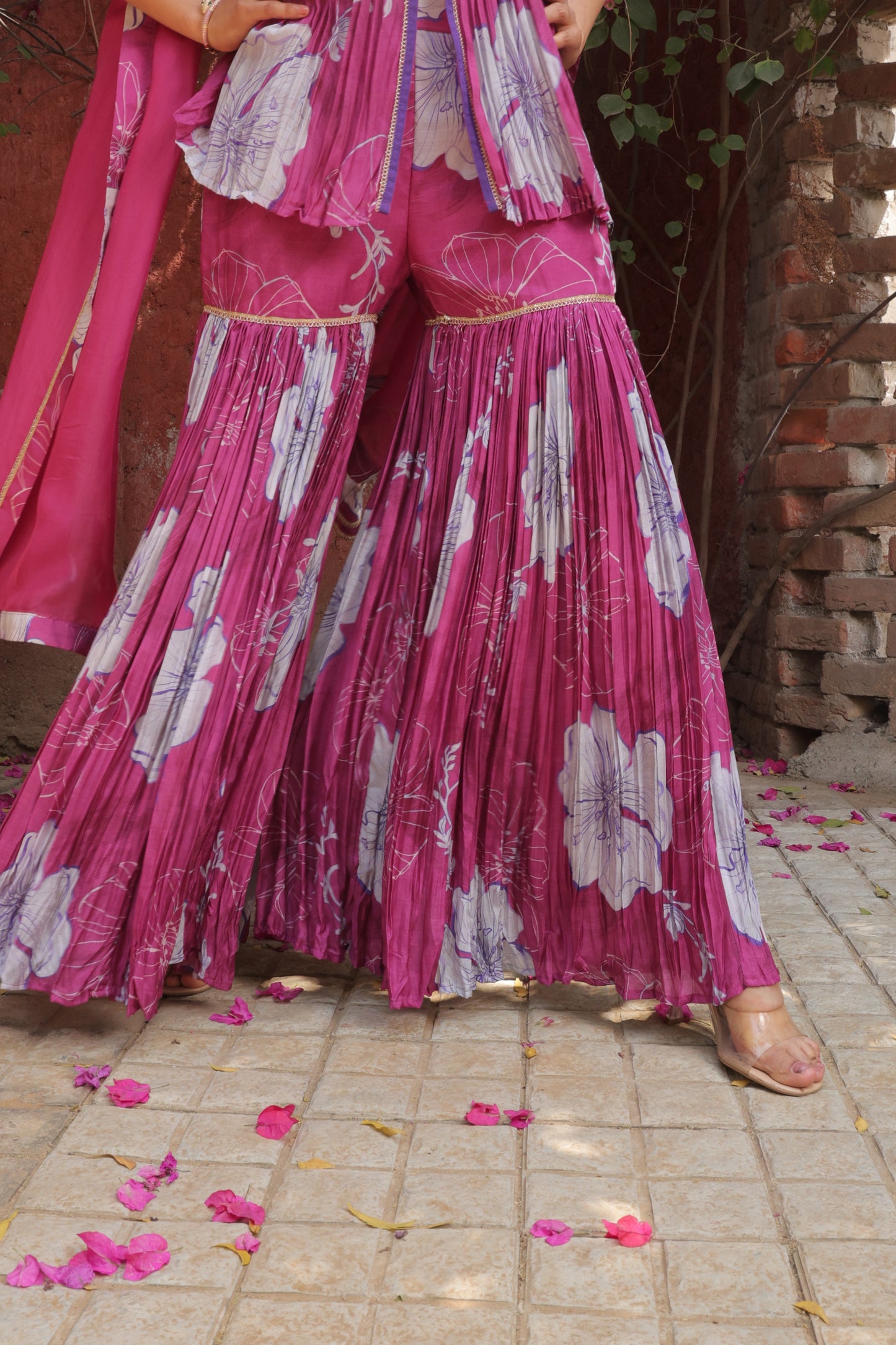 Sangria Peplum Sharara - Pink