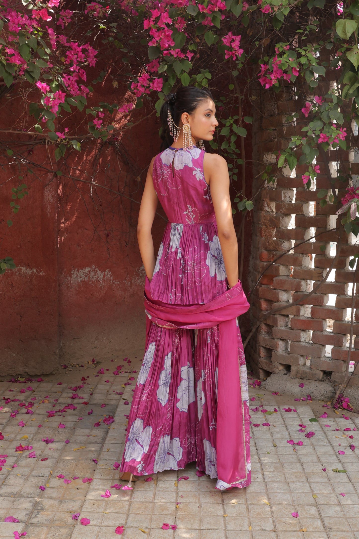 Sangria Peplum Sharara - Pink