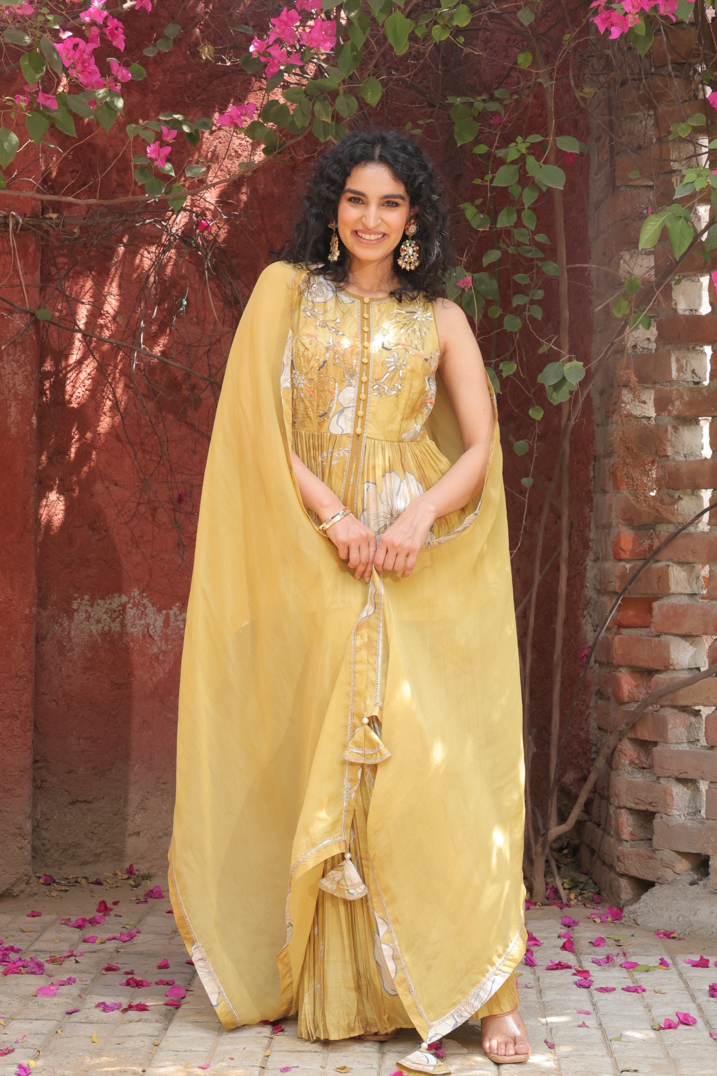 Sangria Peplum Sharara - Yellow