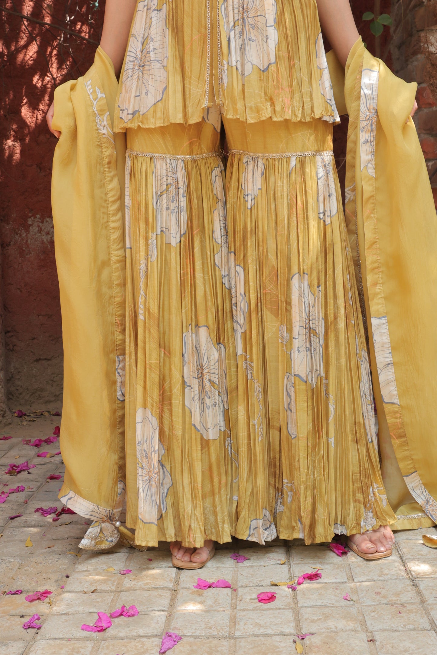 Sangria Peplum Sharara - Yellow