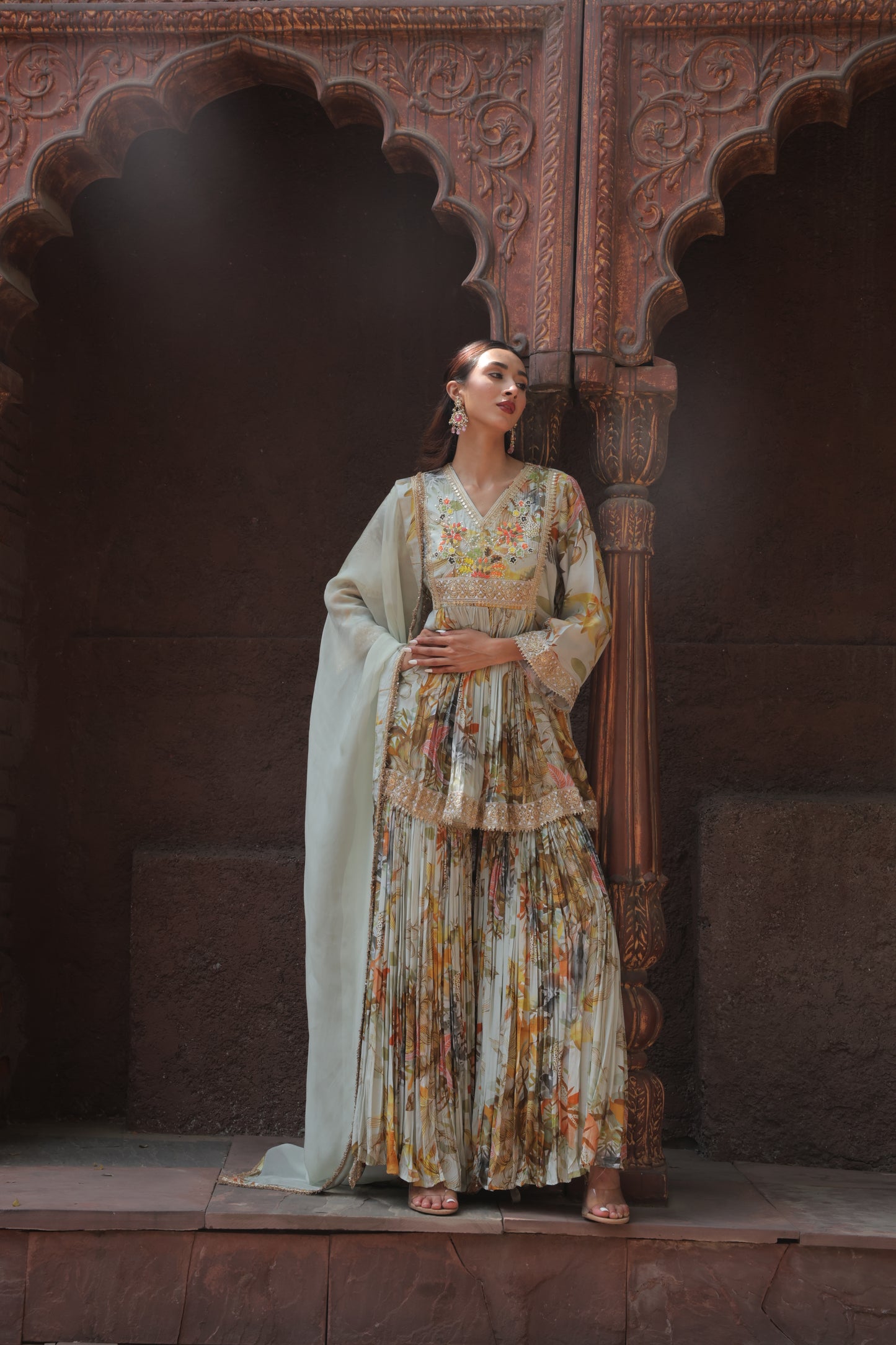 Reyna A-Line Sharara - Green